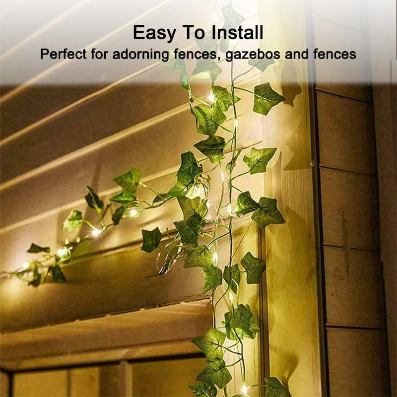 Leona Co 10M Solar Fairy String Lights with Ivy, Solar 100LED Plant Vine Lights for Wall Room Window Wedding Indoor Outdoor Party Halloween Festival Decor image number 5
