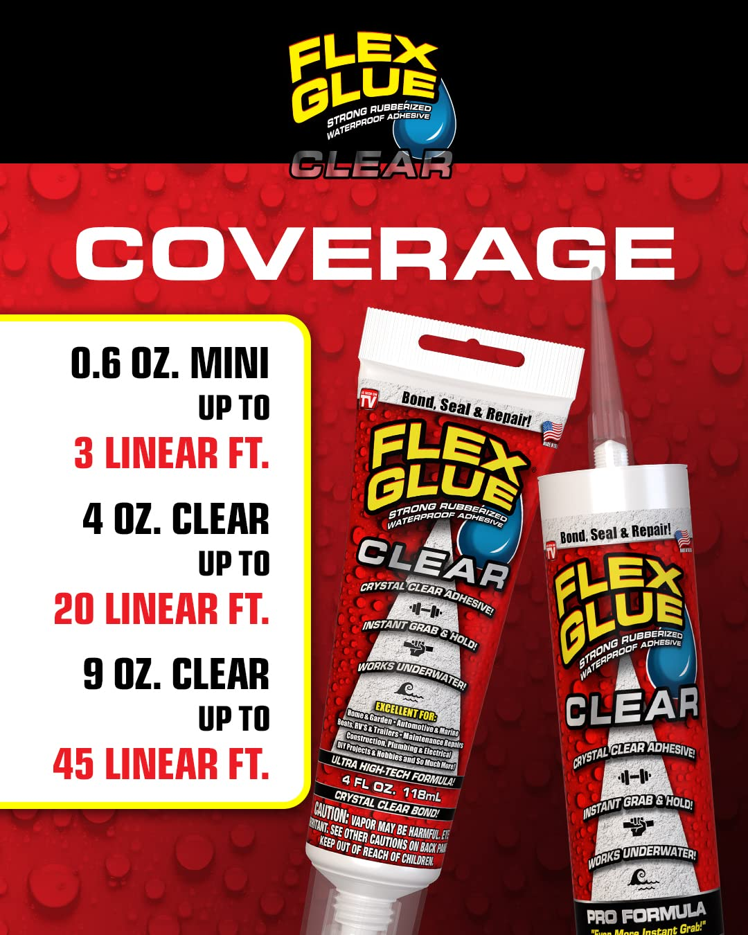 Flex Glue, Super Strong, Rubberized Waterproof Adhesive, Works Underwater, Use on Pools, Showers, Outdoors, Concrete, Brick, Pavers, UV Resistant, 9 Oz Cartridge, Clear image number 6