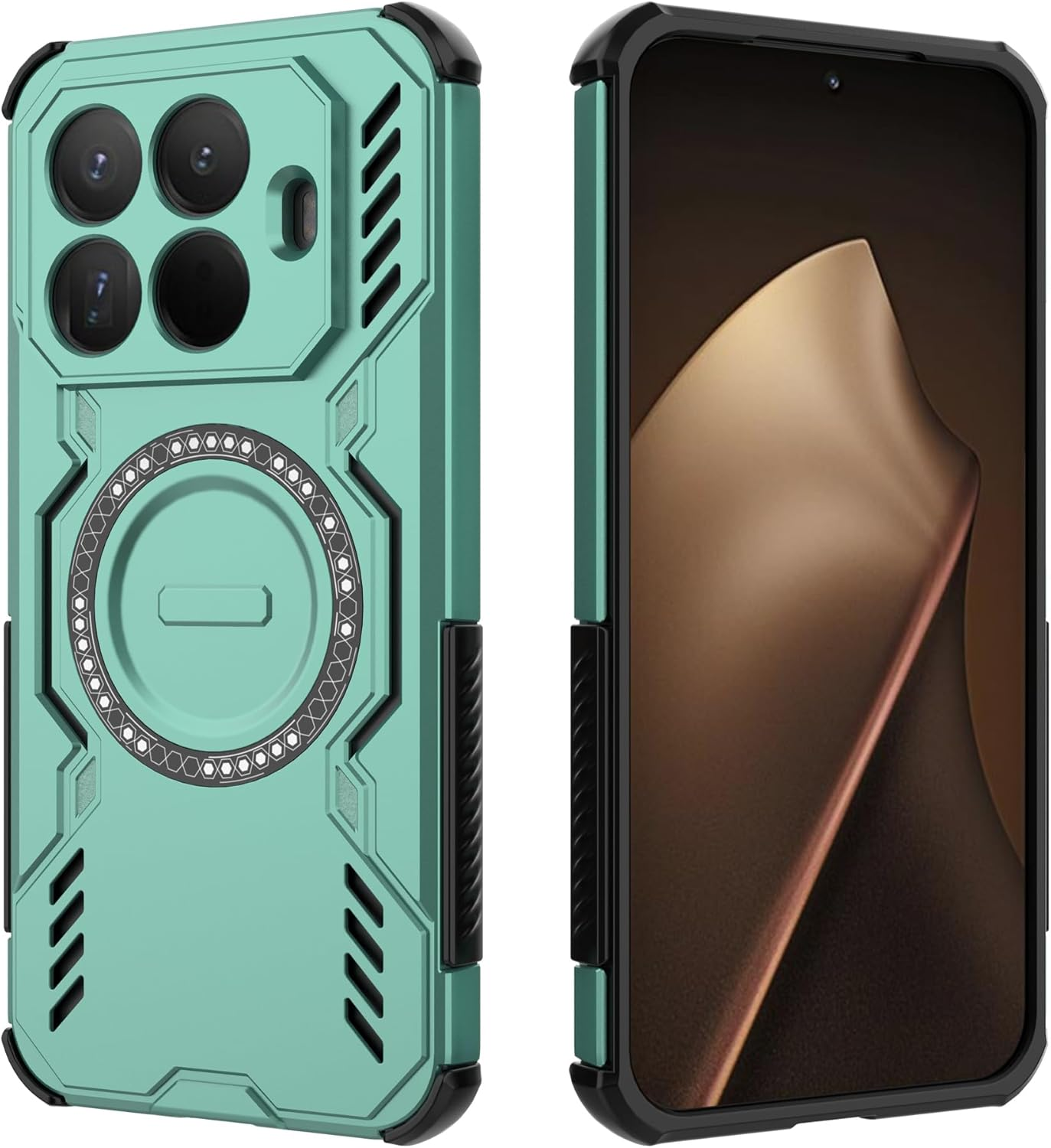 ESHUYI Magnetic Case for Xiaomi 15T Pro, Magsafe Compatible, Shockproof Hard Case with Air Cushion Corners, Heat Dissipation, TPU+PC Hybrid Phone Case, Blue