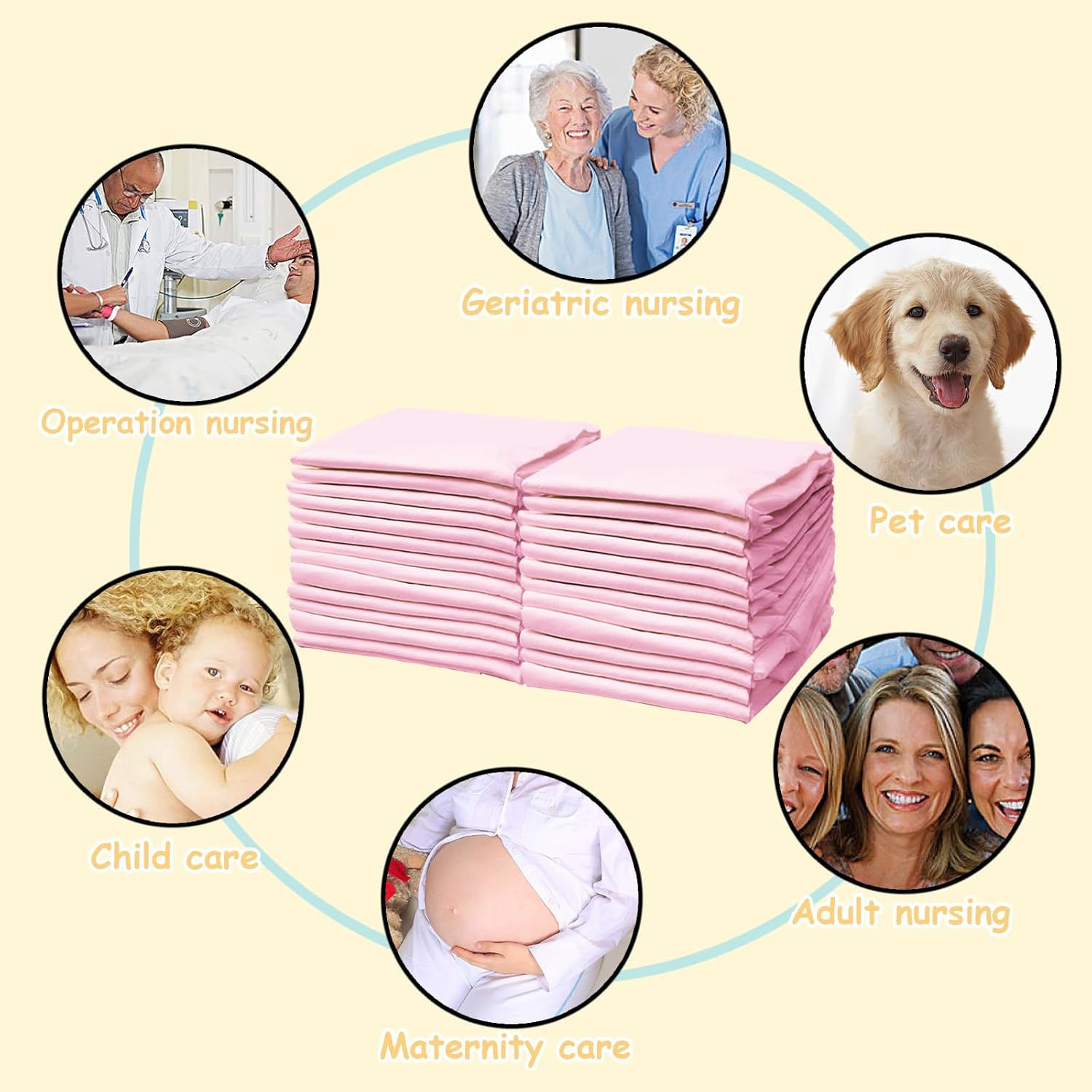 XIGGA 25 Pcs Disposable Diaper Changing Pad - Highly Absorbent, Leak Proof, Suitable for Baby Home or Travel Use, 13 X 18 in - Pink - Blue image number 4