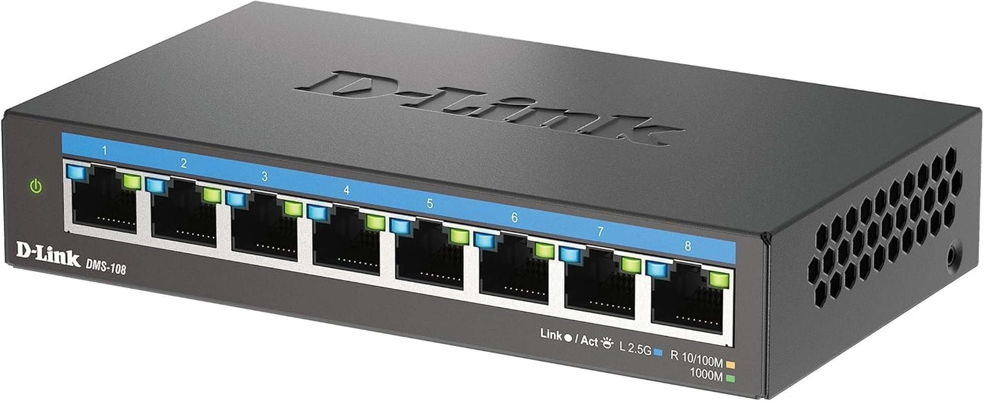 D-Link 8-Port 2.5G Network Switch, Multi-Gigabit Unmanaged Ethernet Switch, Plug & Play 2.5GB Ethernet Switch, Ideal for Gaming, Offices & NAS PC, Fanless, Desktop / Wall Mount 2.5GBE Switch (DMS-108) image number 2