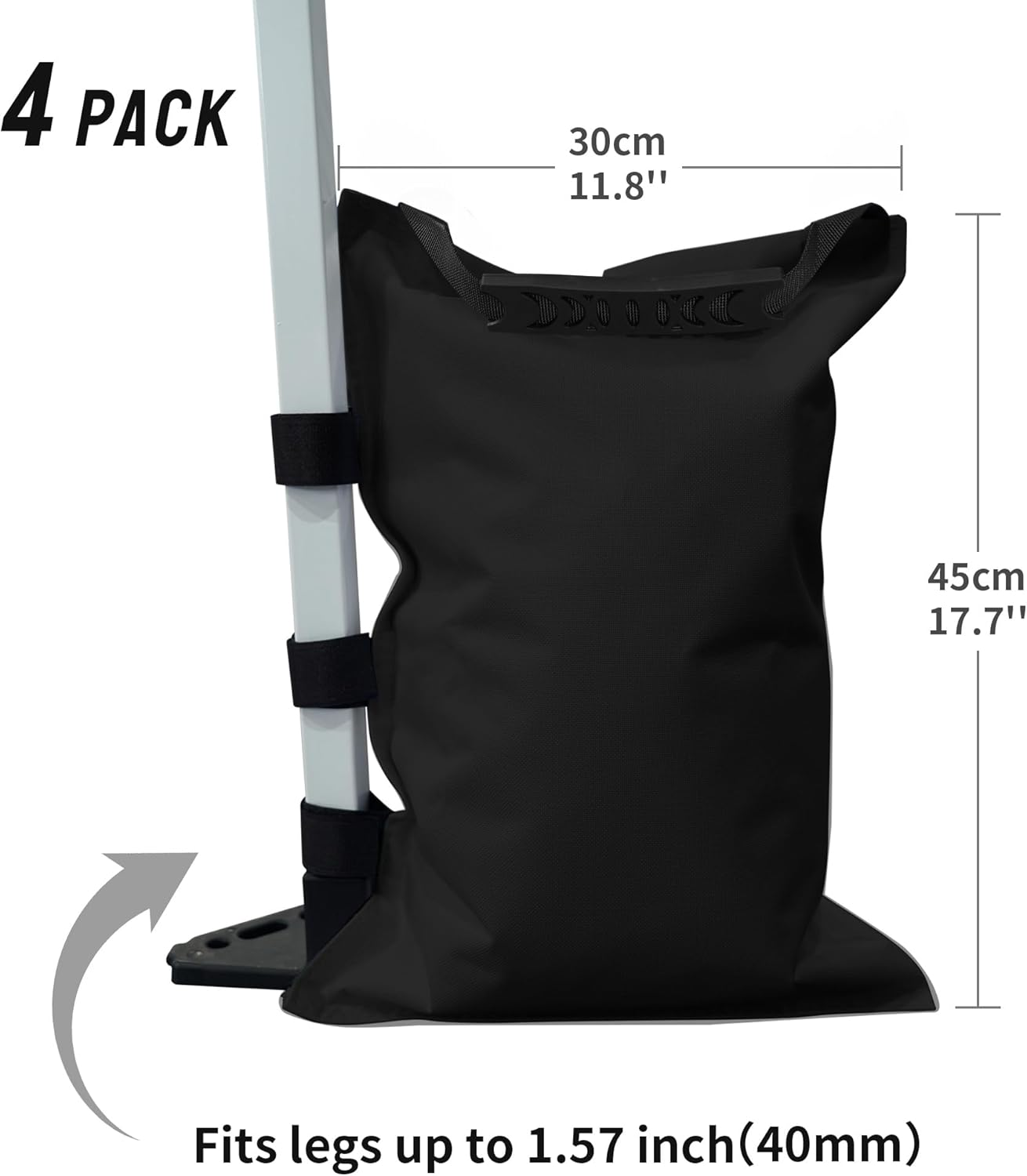Crown Shades Sand Bags for Canopy Legs (120 LBS) Sandbags for Weight, Canopy Weights, Pop up Tent Weights Bags, Black (Unfilled) image number 4