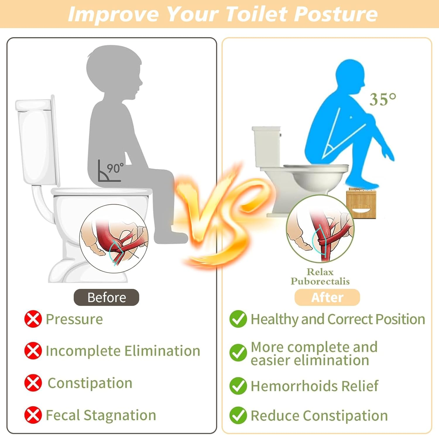 Wooden Toilet Stool with Anti-Slip Sticker, C-Shaped Toilet Stool for Improve Bathroom Posture Comfort, Heavy Duty Poop Stool for Natural Comfortable Excretion, Bathroom Foldable Stool (1 PCS) image number 4