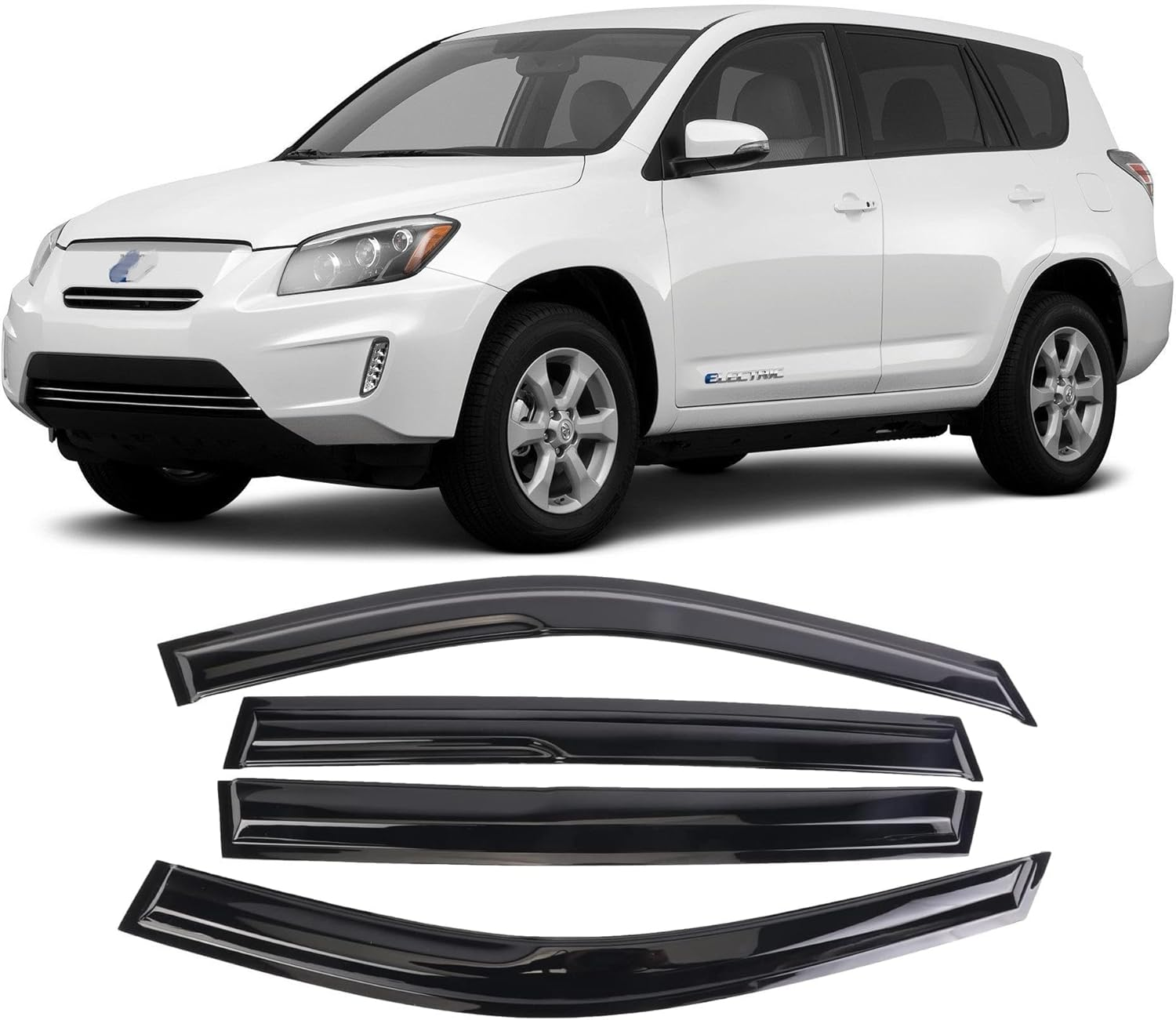 WONSABON Tape-On Window Visors Deflectors Rain Guards 4 Piece Set &lrm;Compatible with 2006-2012 Toyota Rav4 image number 1