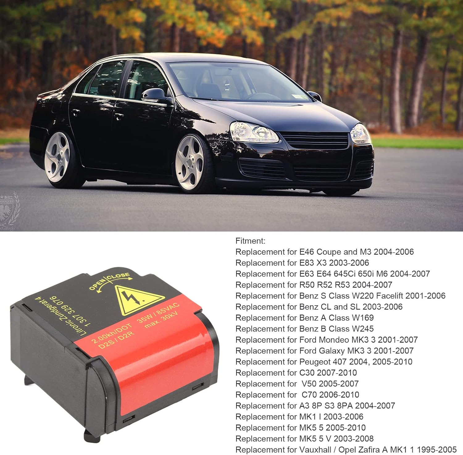 1307329076 Xenon HID Headlight Igniter Ballast, 63126919886 Xenon Ballast Igniter 1T0941471 D2S Bulb Holder Bulb Socket for Mini VW image number 1