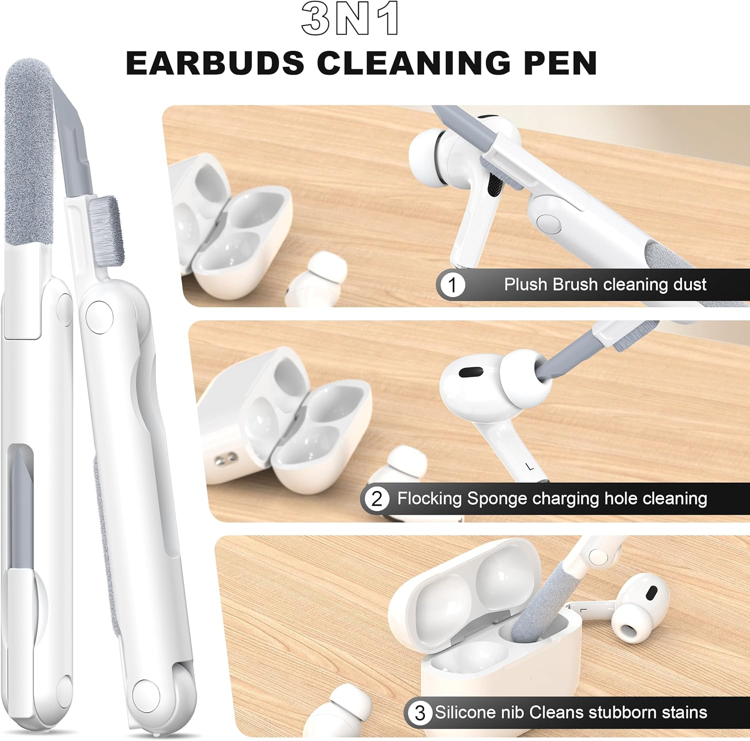 R-Fun [4 Pair] Replacement Ear Tips Compatible with Airpods Pro 2Nd/1St Generation with Cleaner Kit, Silicone Ear Tips with Noise Reduction Hole for Airpods Pro Charging Case(X/S/M/L) image number 3