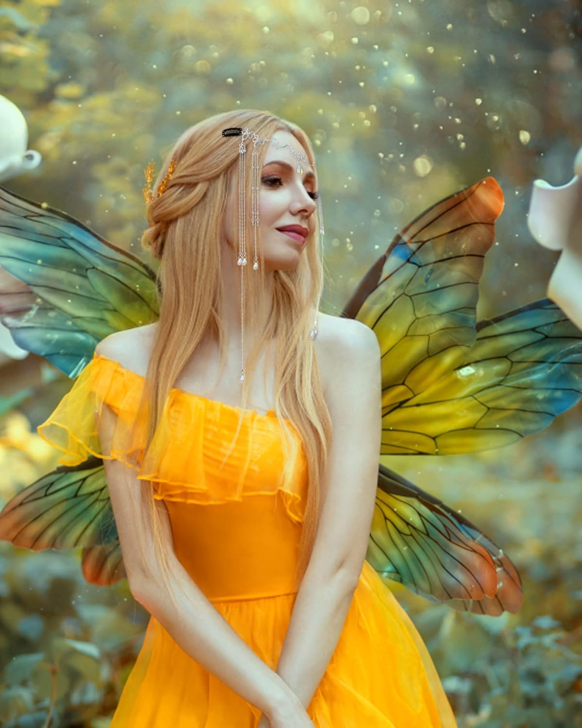 Elf Ears with Headpiece Set-2 Pairs Short and Long Latex Ears and Tassel Headpiece Fairy Chain Kit Fairy Hair Accessories Cosplay Props for Halloween Masquerade, Silver, Medium image number 4