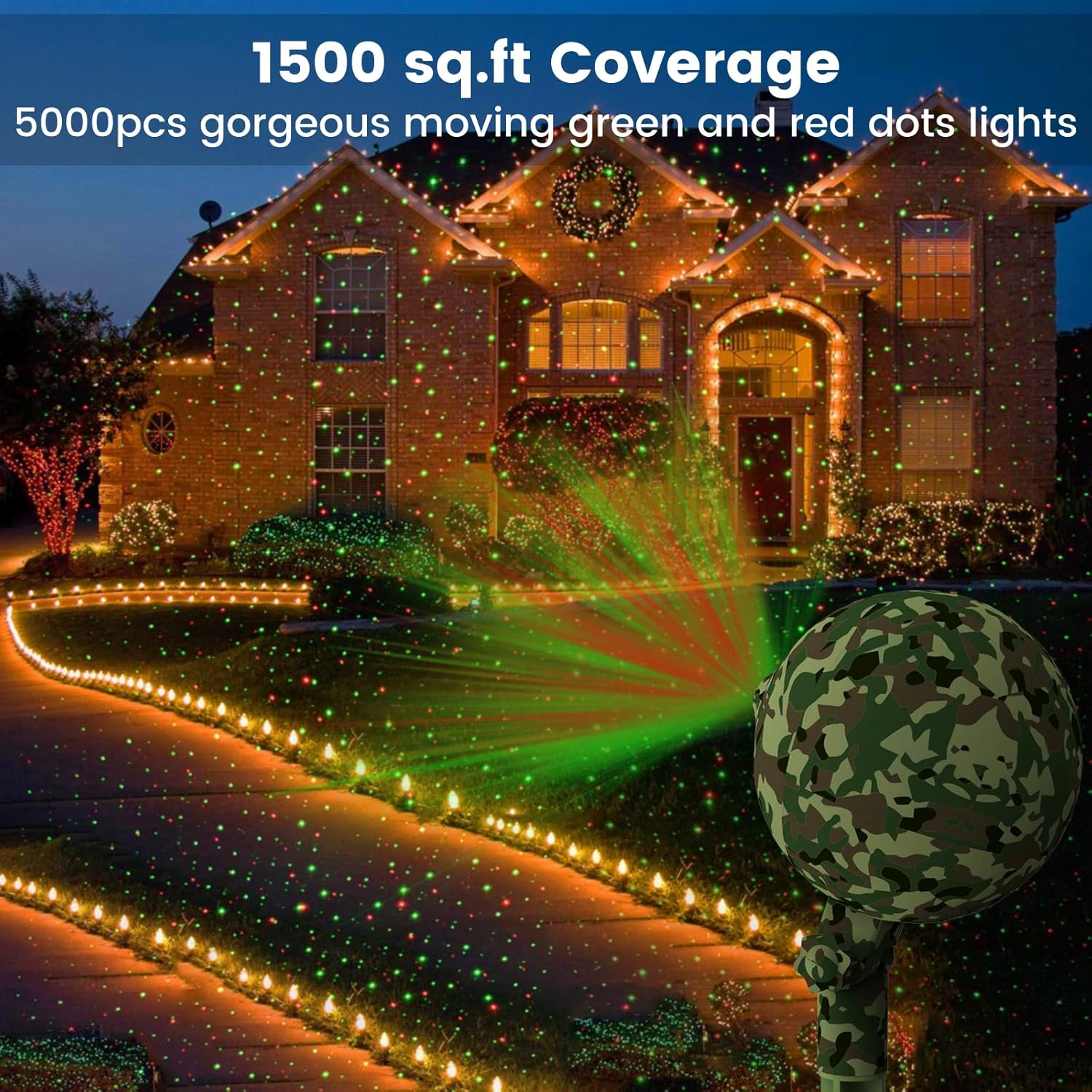 Christmas Lights Projector Outdoor, Laser Light Projection outside LED Projectors Spotlight Show Waterproof Christmas Decorations Lighting for Xmas Holiday with Timer Remote image number 4