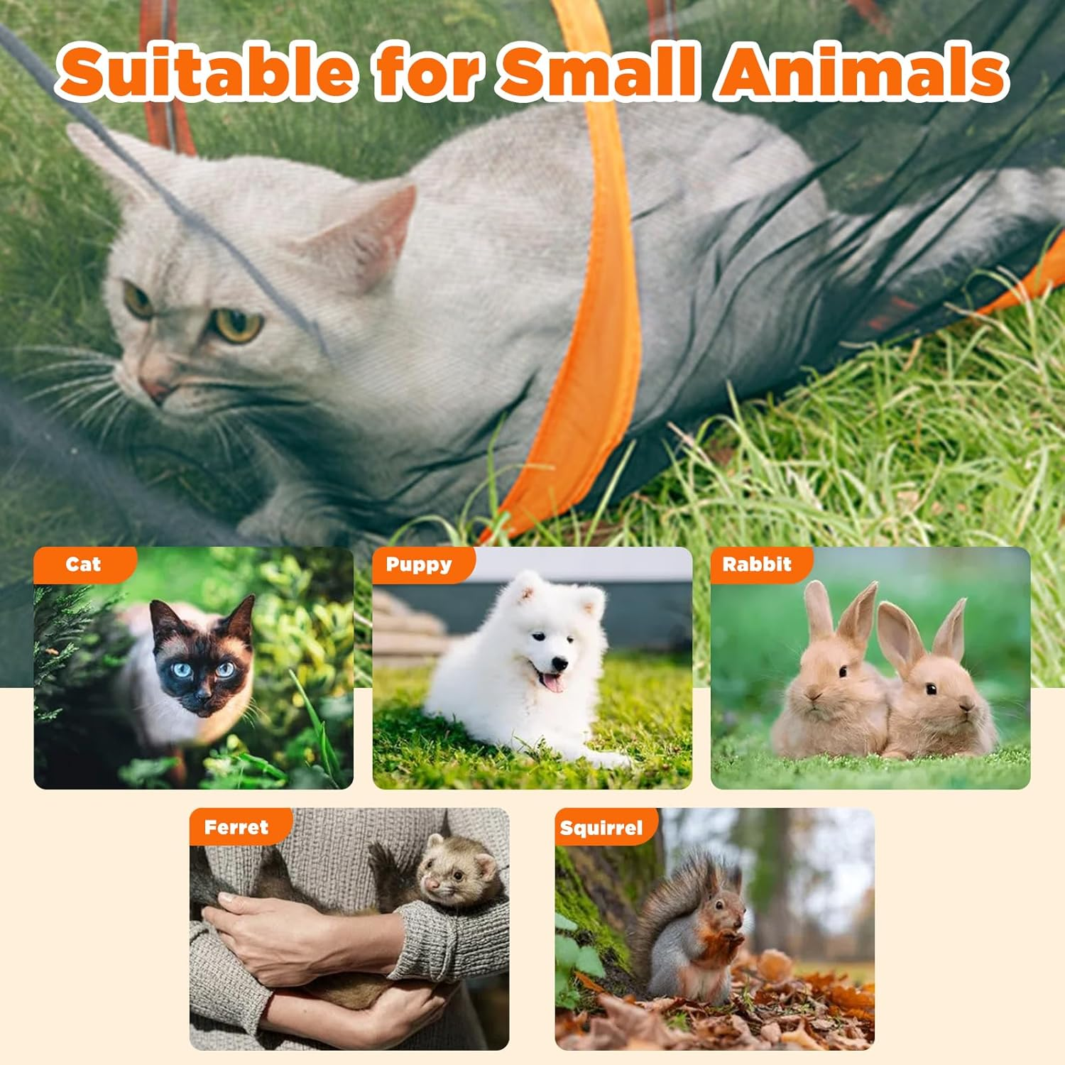 Advwin Outdoor Cat Enclosures Playground, outside House for Indoor Cats Include Portable Tent, U-Shaped Cat Playpen Tunnel Catio, for Cats, Kitty and Small Animals, with Storage Bag image number 5