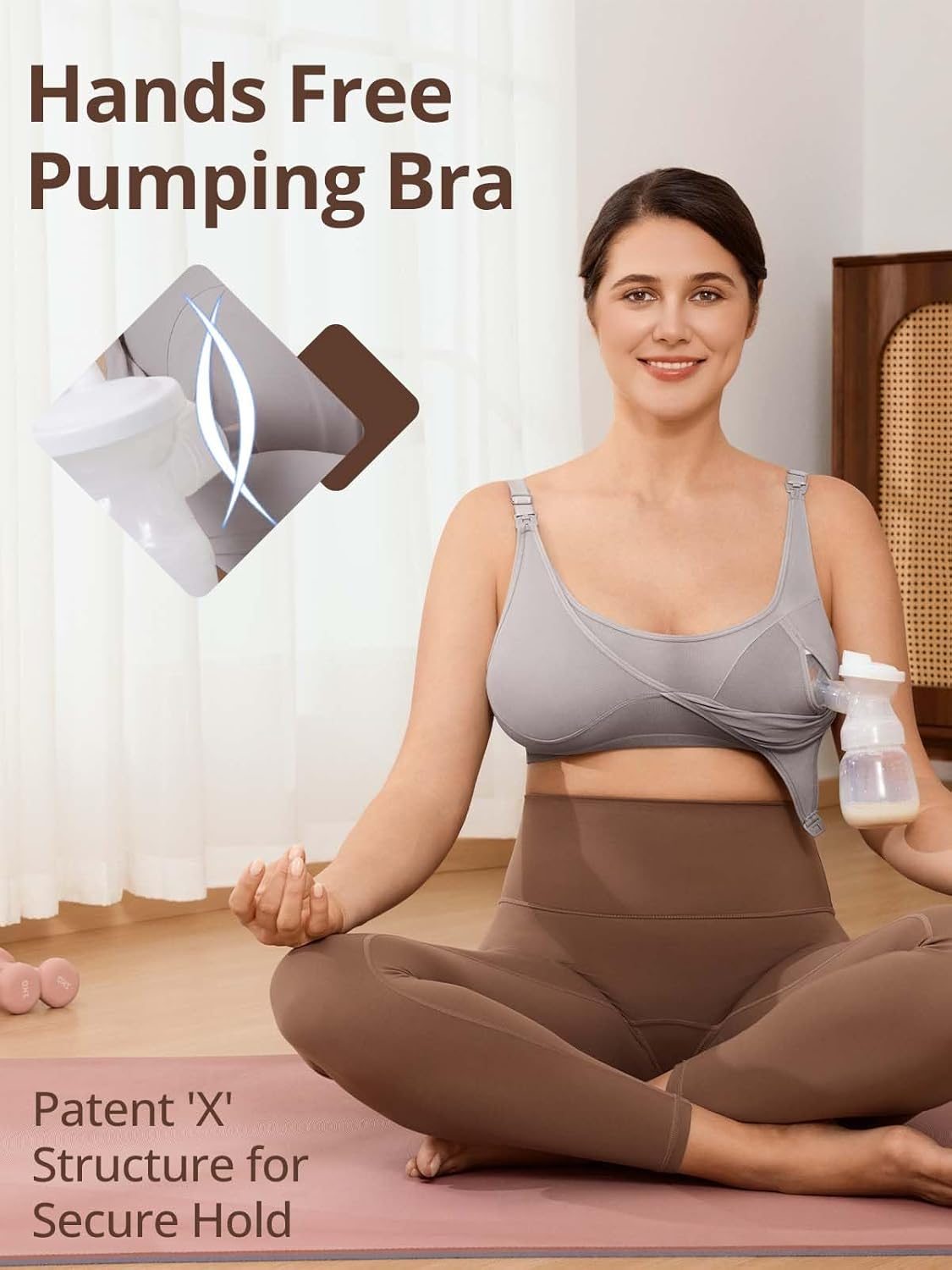 Wireless Hands-Free Pumping Bra, Adjustable with Extendable Straps and Hook Extender, Comfort Sleep Nursing Bra