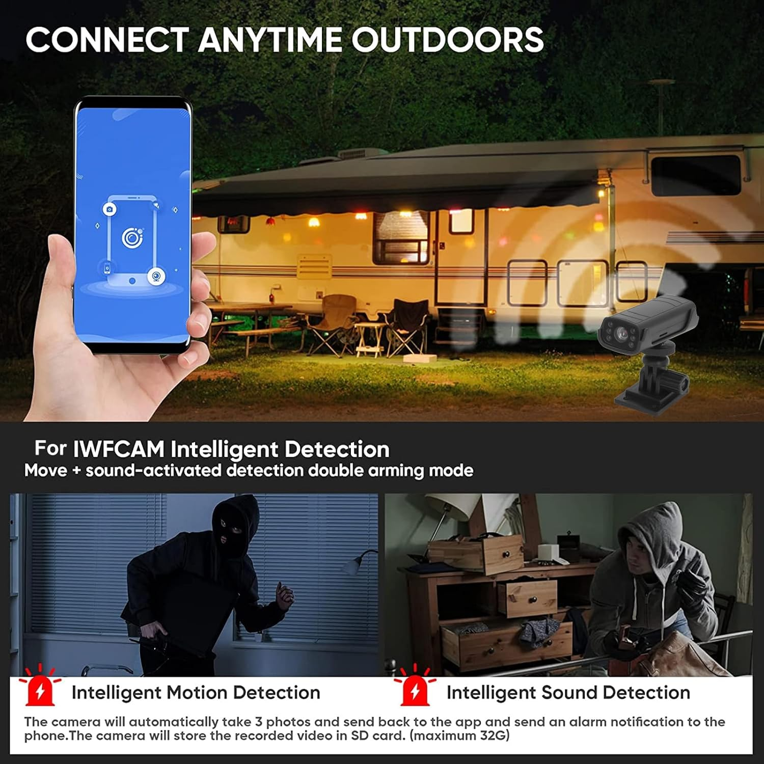 RV Reverse Hitch Guide Camera, 1080P HD Wifi Waterproof Night Vision Motion Detection Rear View Camera, 120&deg; Wide Angle Lens, for Car RV Truck Trailer image number 2