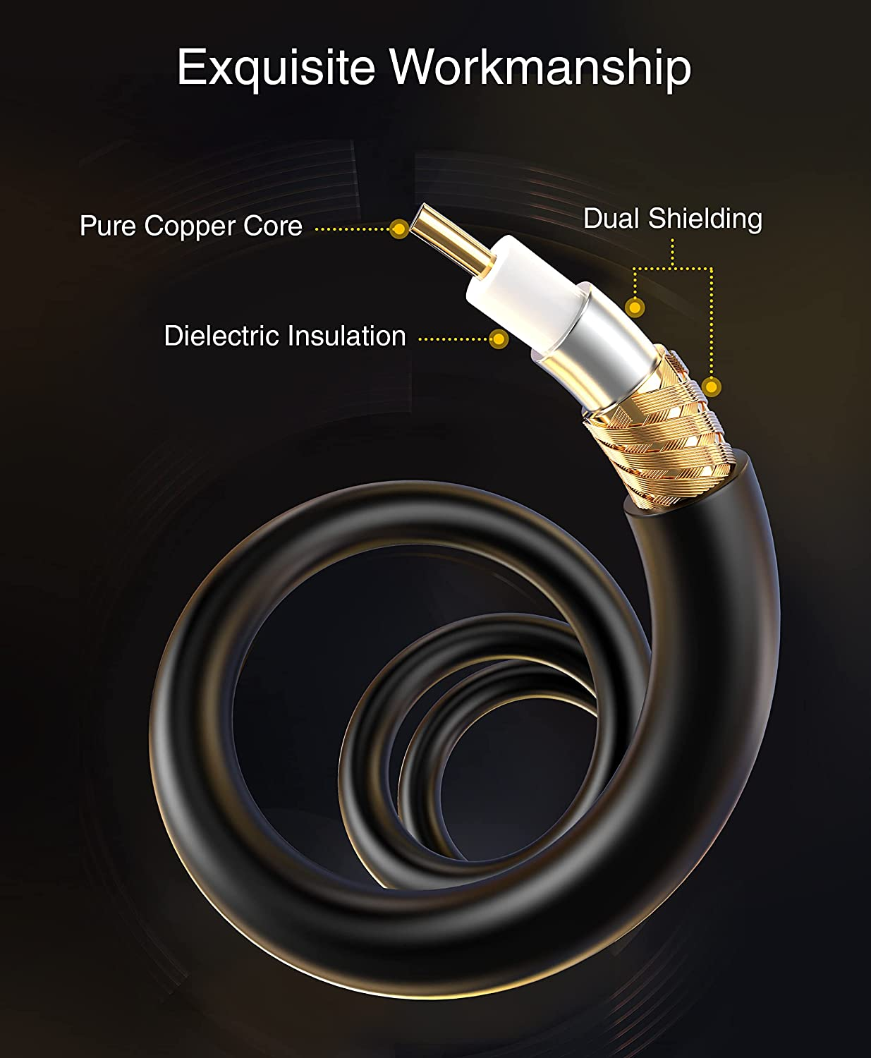Bluerigger RCA Audio Subwoofer Cable (7.5M, Dual Shielded, Gold Plated RCA to RCA Connectors) &ndash; for Subwoofer, Amplifier, Home Theater image number 4