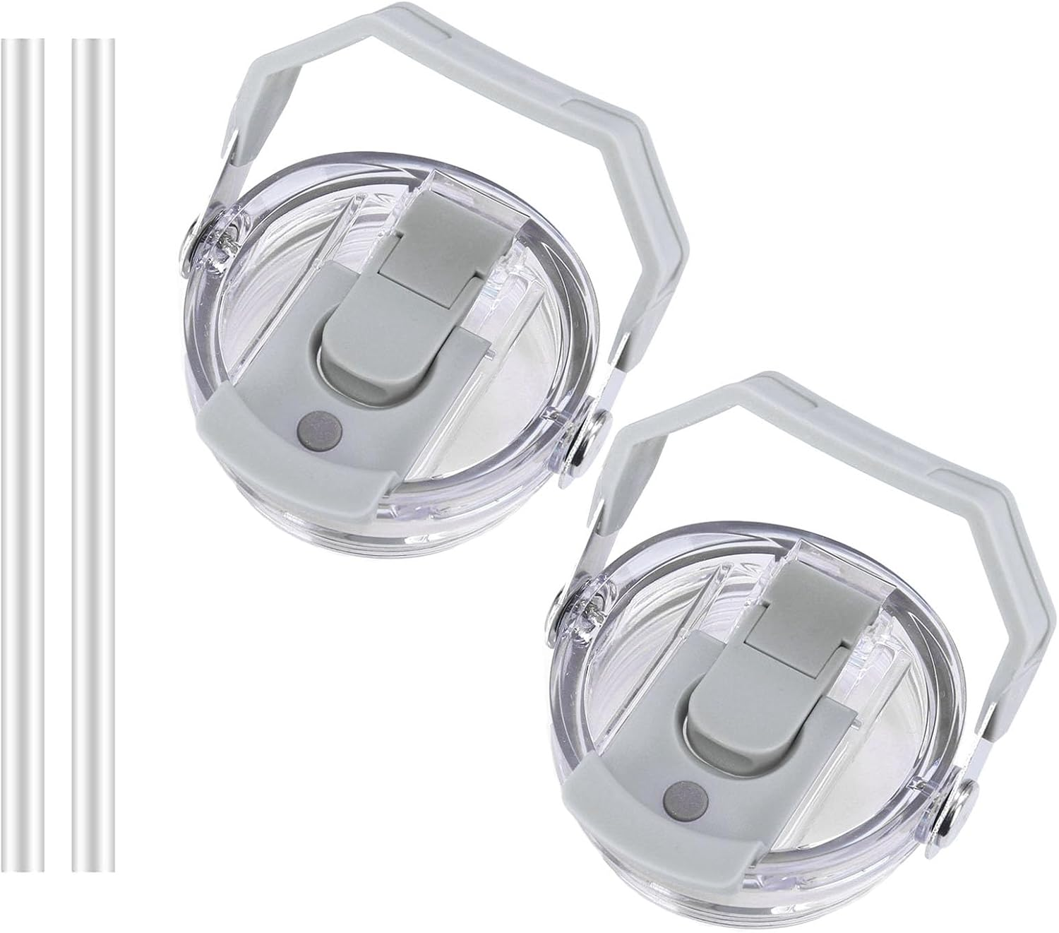 30Oz & 20Oz Replacement Lid for Stanley Iceflow Stainless Steel Tumbler，2 PCS Spill Proof Tumbler Cover with Handle & 2-In-1 Flip Straw Spout，Leak-Proof Splash Resistant (Grey)