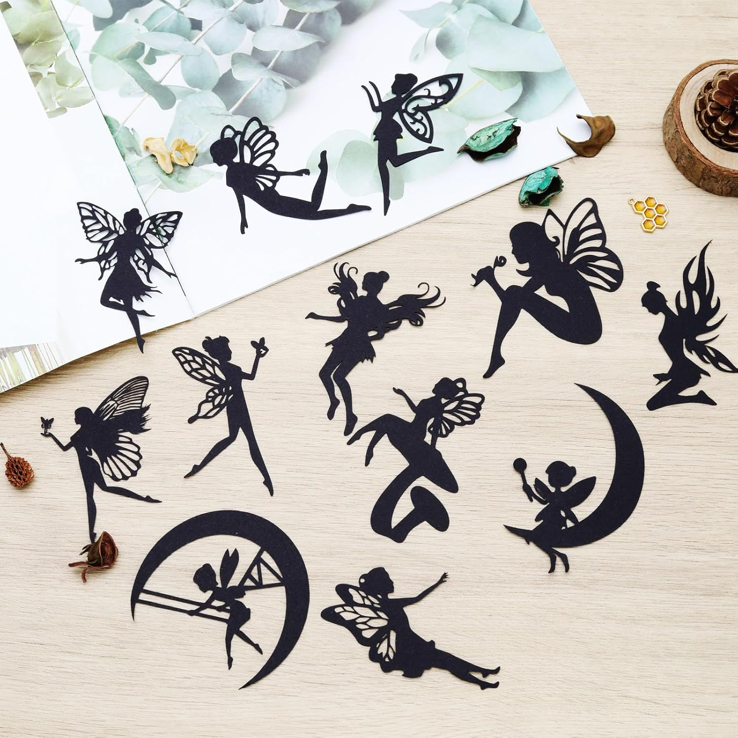 Emagtech 40PCS Fairy Cutouts Silhouette Embellishments Jar Decals Decorative Paper for Lantern Jars Scrapbooks Windows Desks Mobile Phones Decoration image number 5