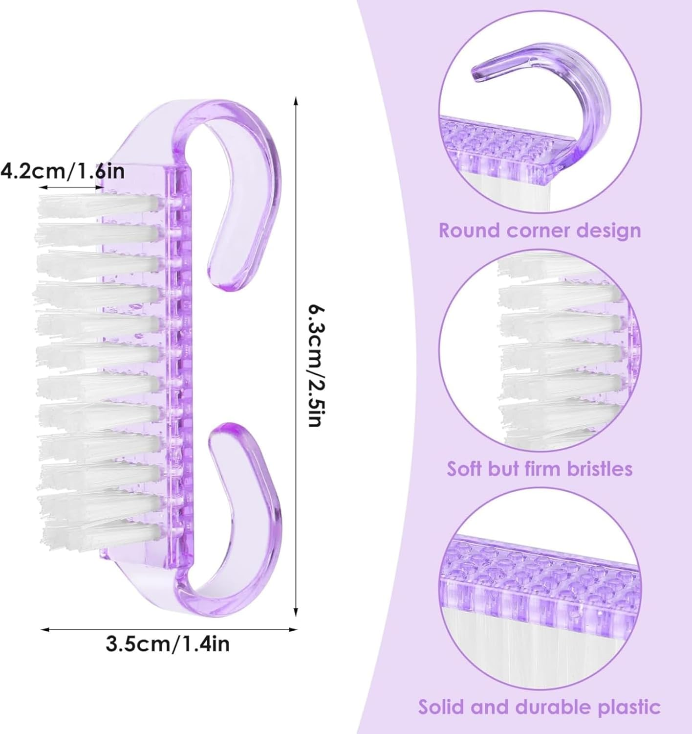 TAVVKE 8 Pcs Nail Brushes, Nail Cleaning Brush Plastic Handle Scrubbing Brush Eco Friendly Fingernail Brush with Soft Bristles Nail Manicure Dust Brush for Hand Toes Nail Home Garden Salon