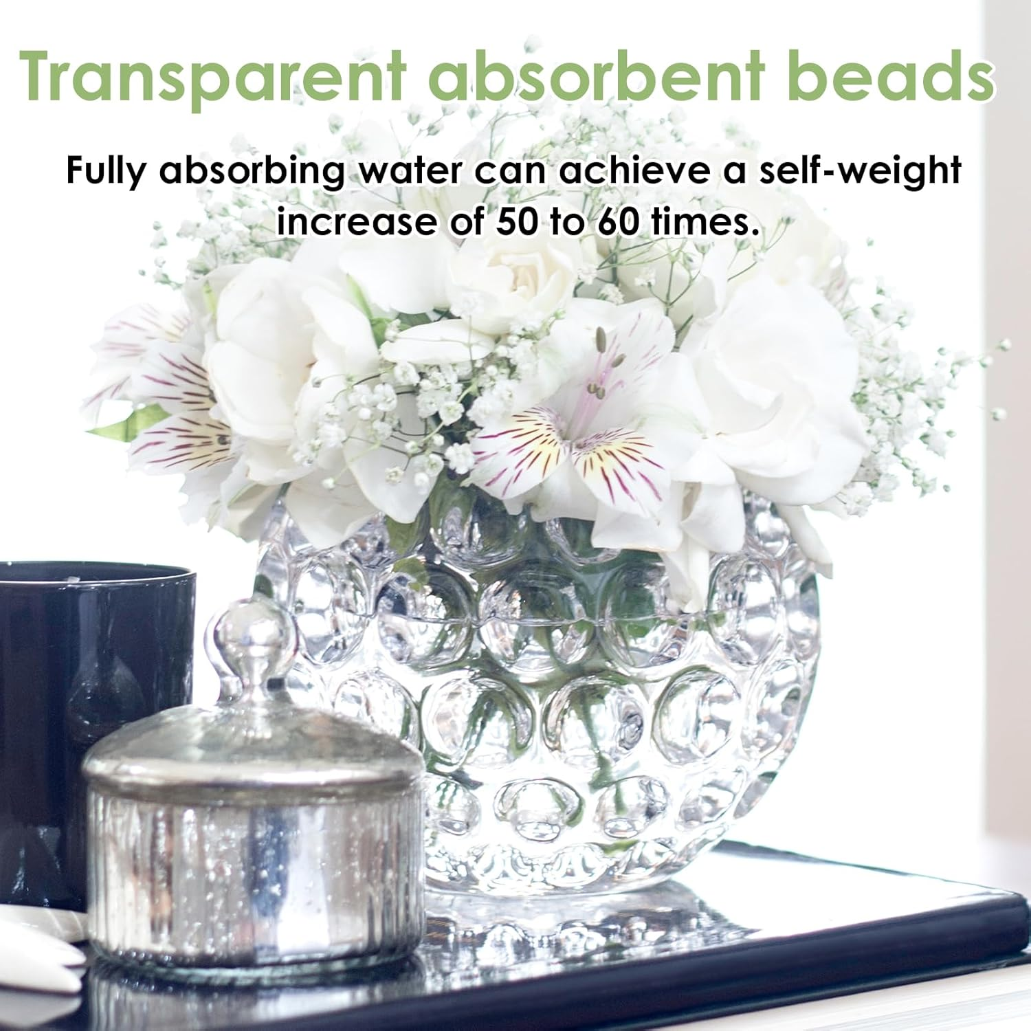 40000 Pcs Clear Water Gel Jelly Beads Vase Fillers, Premium Clear Water Gel Beads for Floating Candles, Wedding Centrepieces, Floral Arrangements & Home Decor - Biodegradable, Eco-Friendly & Vibrant image number 5