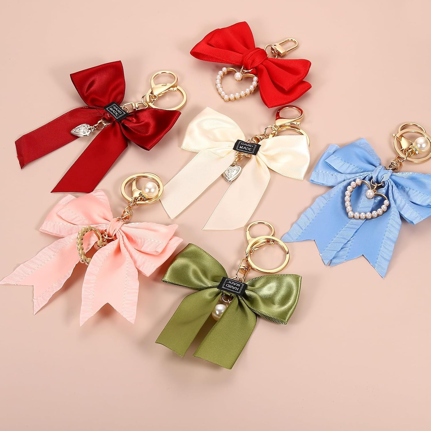 Uxcell Bow Knot Keychain, Cute Bag Charm Keyring, Bow Accessories for Women Purse, Backpack, Car Key, Phone Decoration, Red