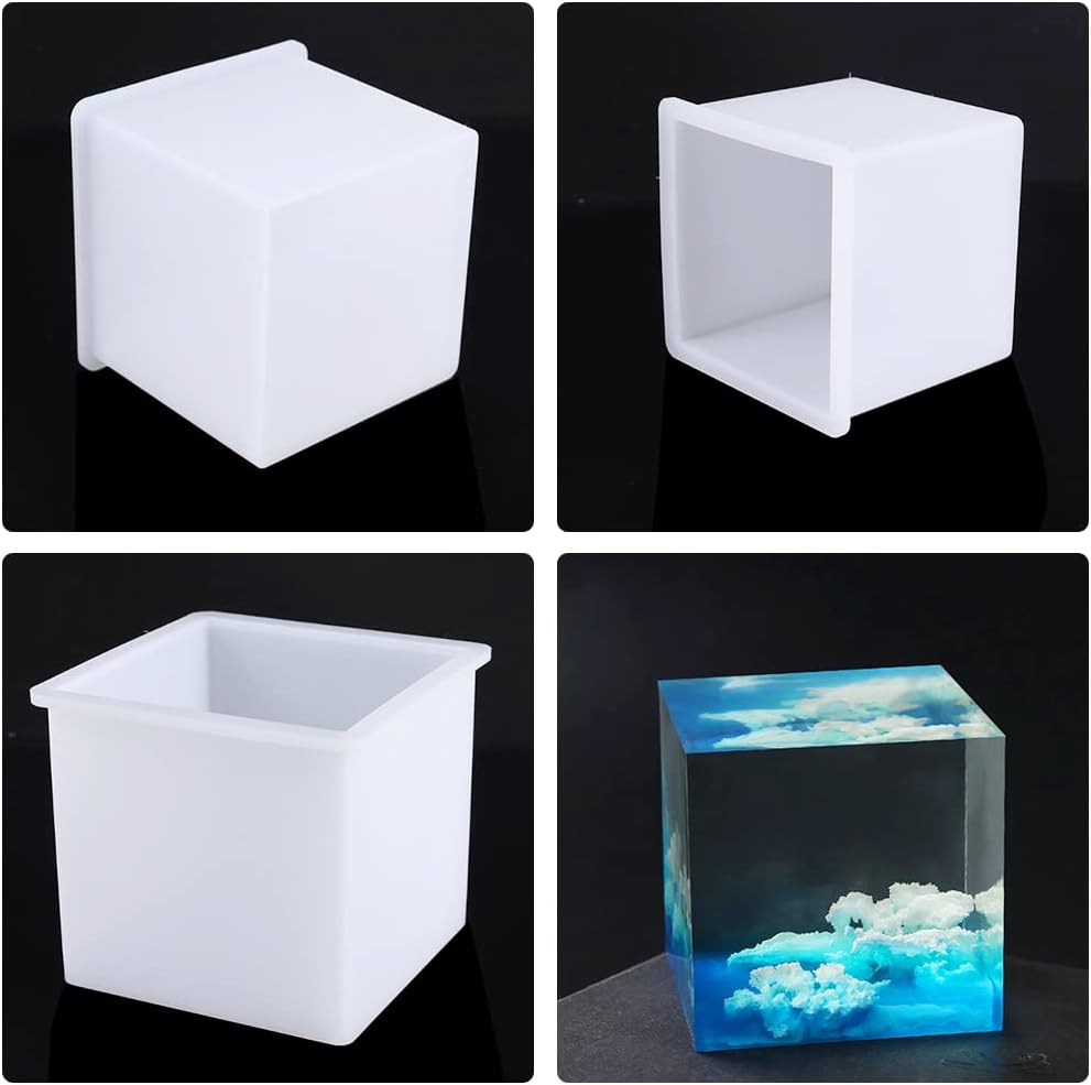 Fineinno Square Resin Mold,Geometric Cube Silicone Molds for Resin, Deep Epoxy Resin Molds for DIY Craft, Flowers Preservation, Home Decoration (Cube Resin Mold) - Ocean Animal Fillers image number 3