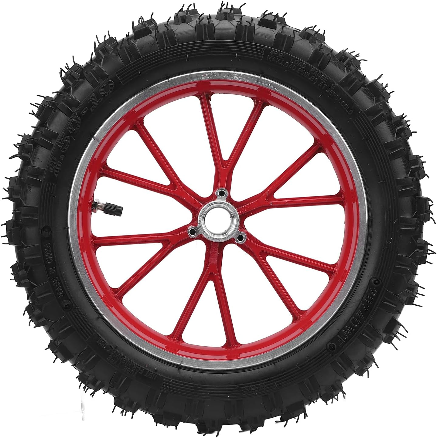 2.5-10 Front Wheel Hub Tire with Inner Tube, 10Inch Rubber Metal Structure Wheel Hub Tyre for Small off Road Motorcycles, Front Rear Wheel Rim Tire Replacement Parts (Black)