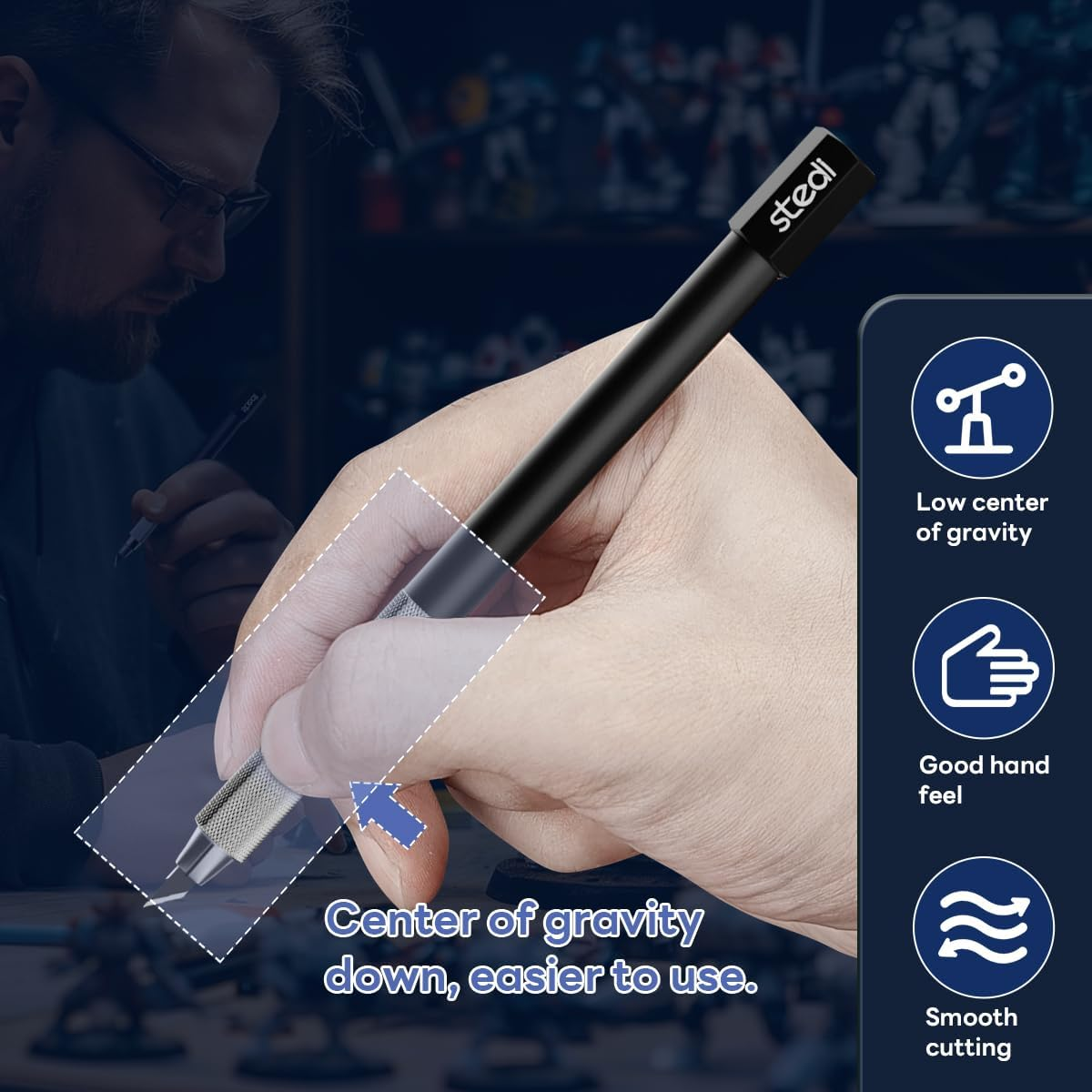 Stedi Craft Hobby Knife Kit, Model Hobby Making Tools, All Metal Precision Craft Knife with 20PCS Blades for Gundam, Scale Military Model, 3D Resin Parts image number 5