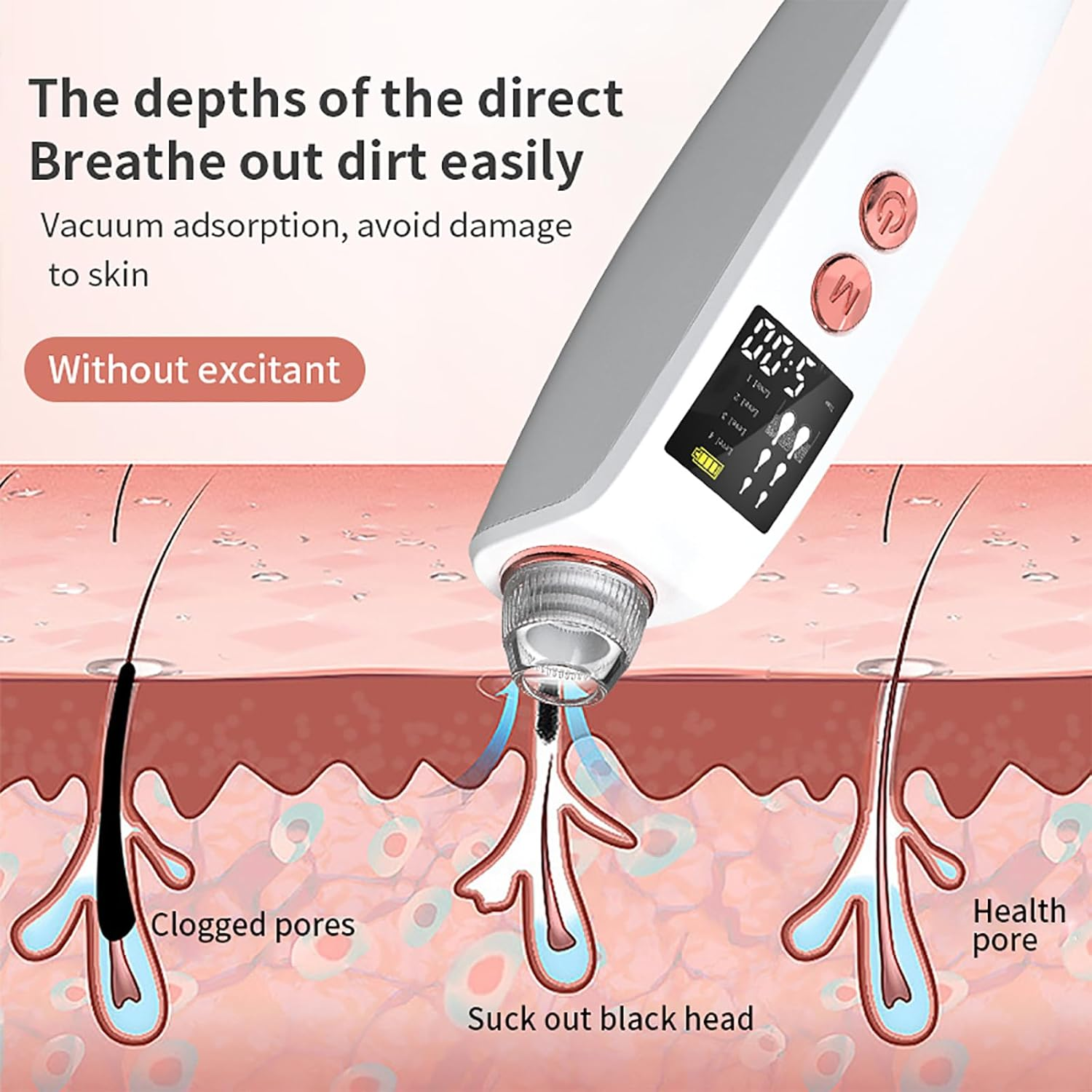 Blackhead Extractor Tool, Blackhead Instrument with 30W HD Camera, Blackhead Remover Pore Vacuum, Connect with Smartphone/4 Suction Power/4 Probes/Real-Time Skin Screen, for Salon Personal Home image number 4