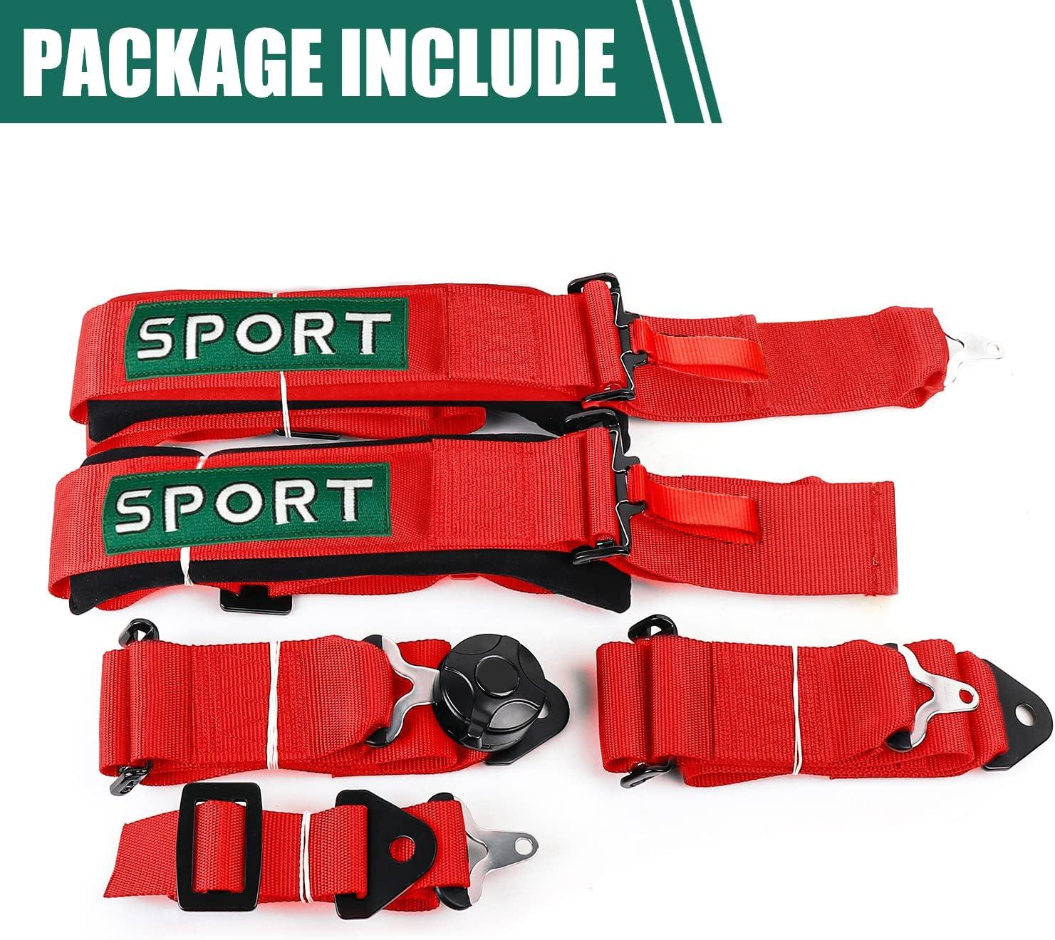 BESTZHEYU 5-Point Racing Safety Harness Set with Ultra Comfort Heavy Duty Shoulder Pads image number 4