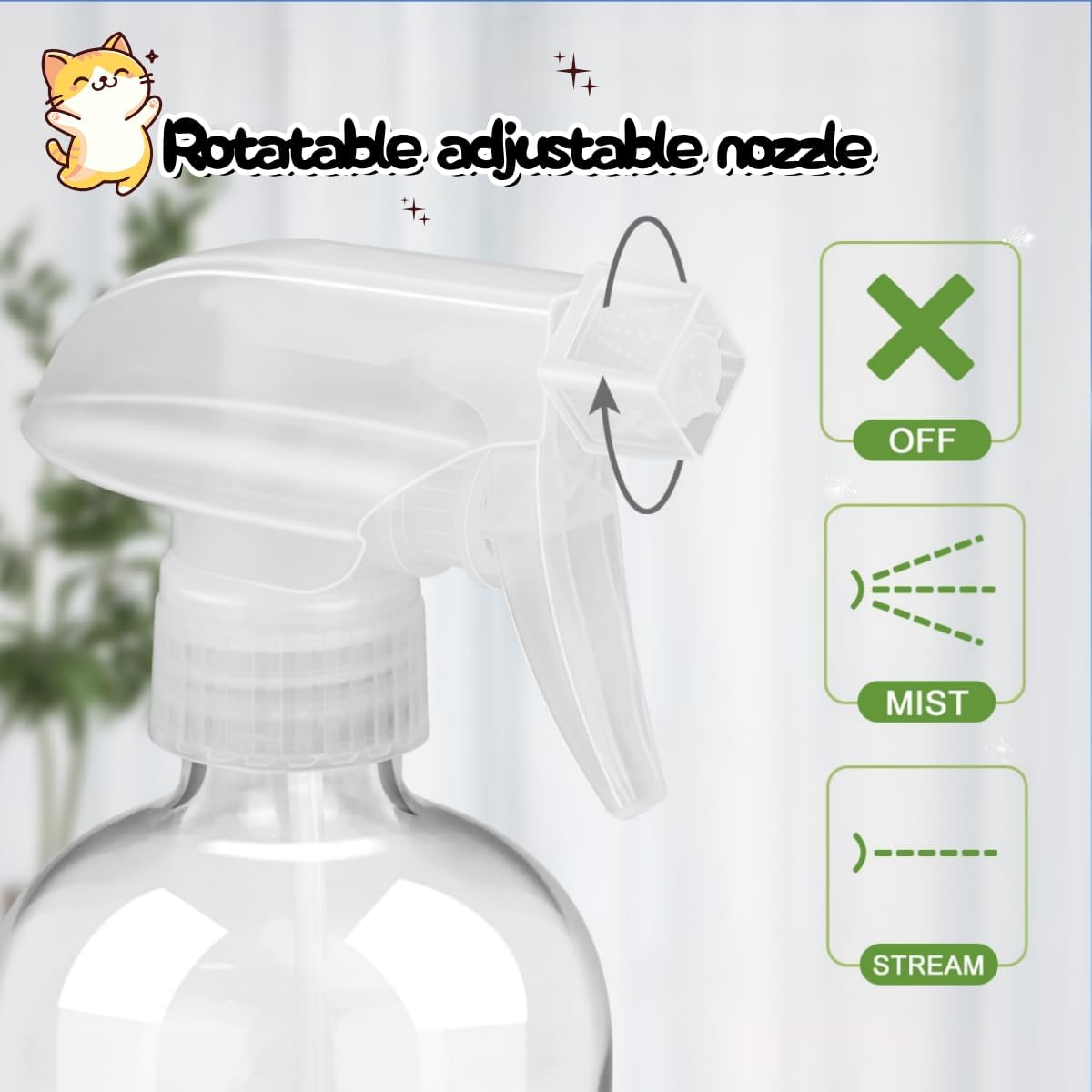 3 Pcs Glass Spray Bottles, Protected by Silicone Sleeves - Refillable to 17 Ounces, Square Adjustable Nozzles for Cleaning Solutions, Essential Oils, Hair Styling (Blue, Pink, Yellow) image number 1