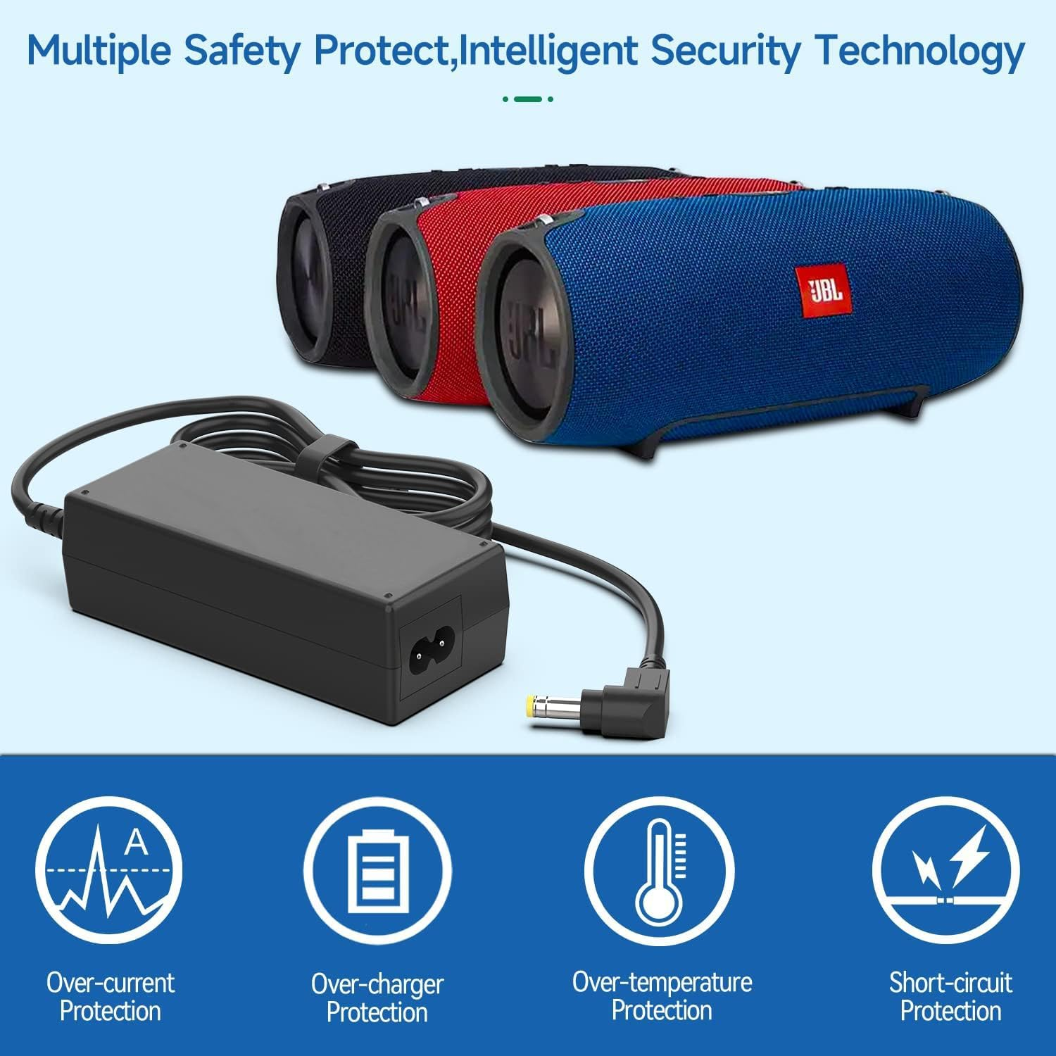19V 3.42A Charger 2.37A 2.1A 40W Power Supply Adapter for JBL Xtreme Extreme 2 Portable Wireless Bluetooth Speaker Black Blue Red JBLXTREMEBLK JBLXTREMEBLU Boost Soundbar Positive Grid Spark