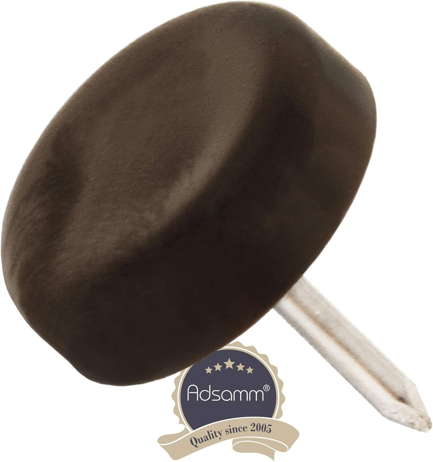 Adsamm&reg; 100 X Plastic Gliders with Nails, Brown, Diameter 18 Mm, Round, Furniture Gliders with Nails, Furniture and Floor Protection in Adsamm&reg; Quality