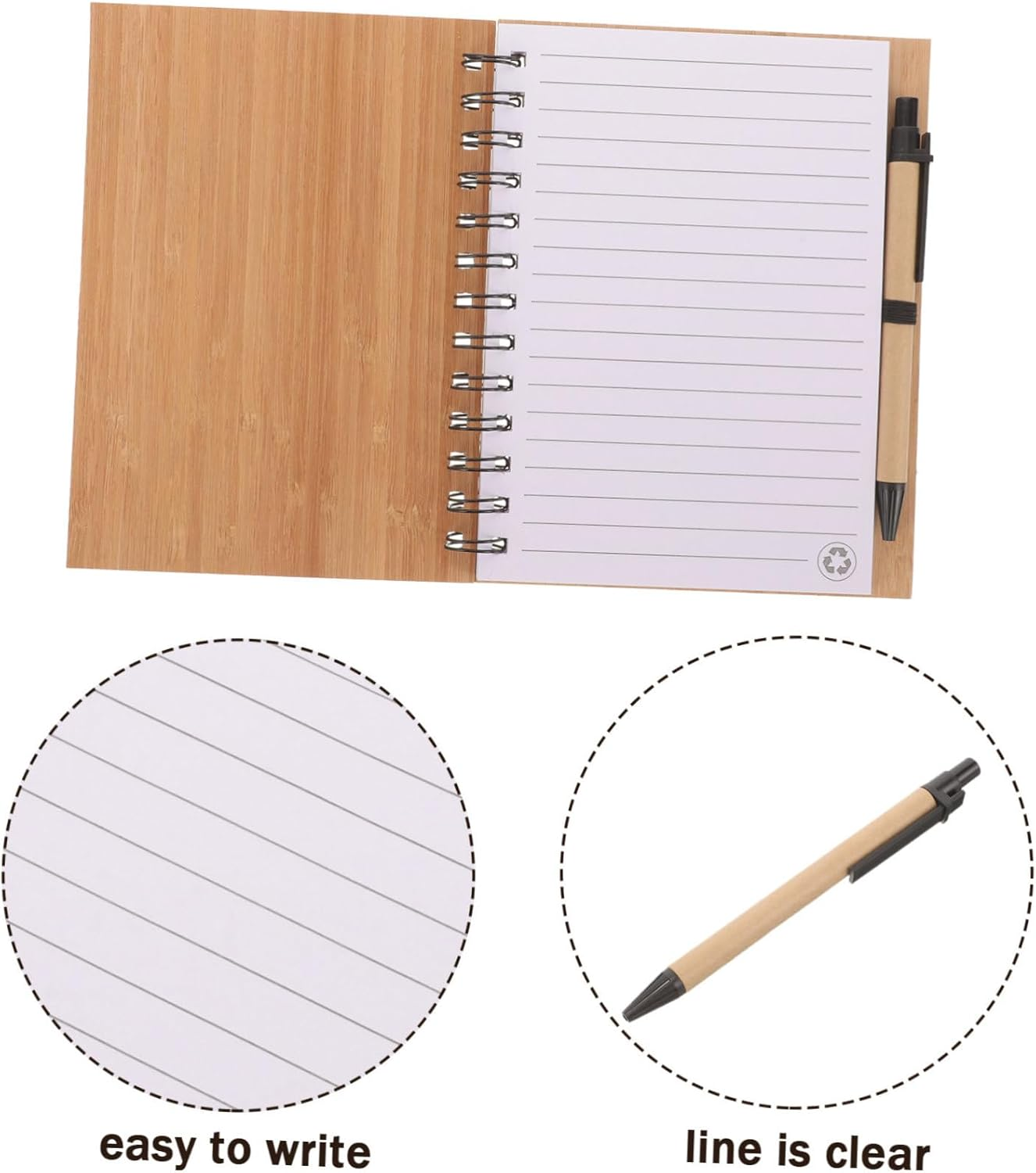 Operitacx Mini Notepad Bamboo Cover Compact Planner for Daily Planning Students Office Portable Memo Pad image number 5