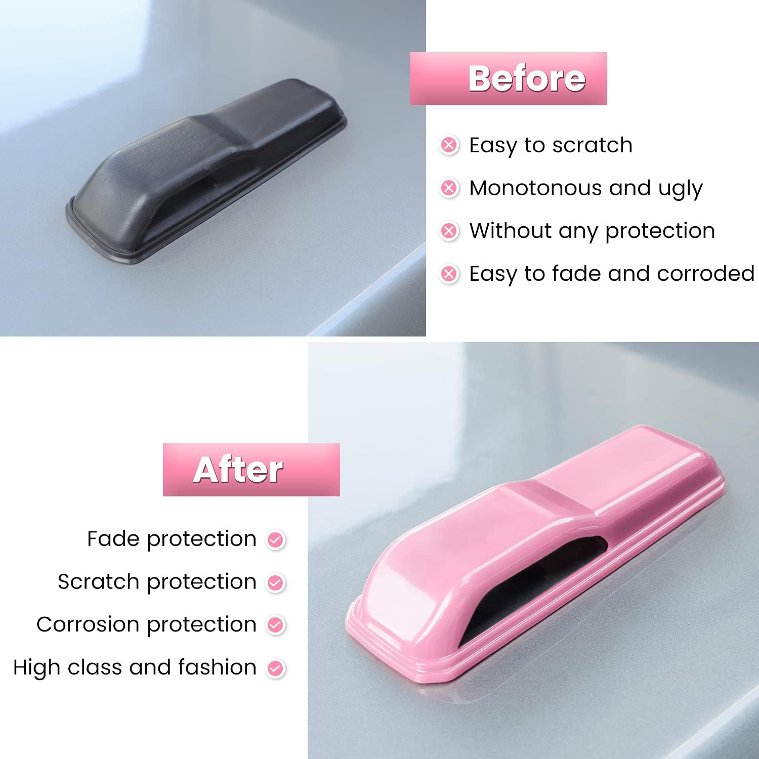 Engine Hood Hinge Cover Trim Exterior Accessories Decoration for 2018-2025 Jeep Wrangler JL JLU Sports Sahara Freedom Rubicon Unlimited Gladiator JT 2-Door & 4-Door (Pink 2PCS) image number 4