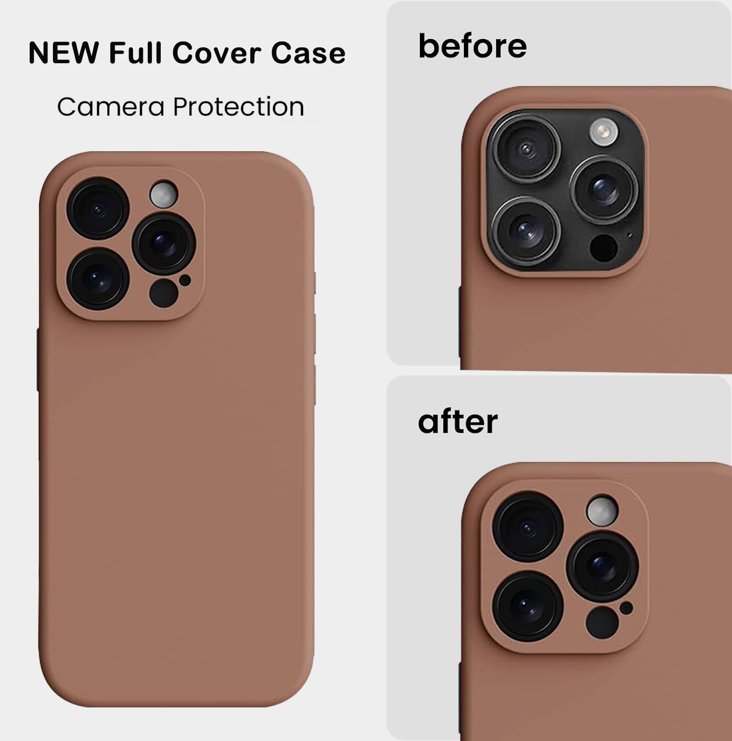 ROUMAYMAY for Iphone 14 Pro Max Case, Liquid Silicone Shockproof Upgraded [Camera Cover], with Soft Fine Smooth Microfibre Lining Anti-Scratch, Full Body Phone Case for Iphone 14 Pro Max Cover Brown image number 4