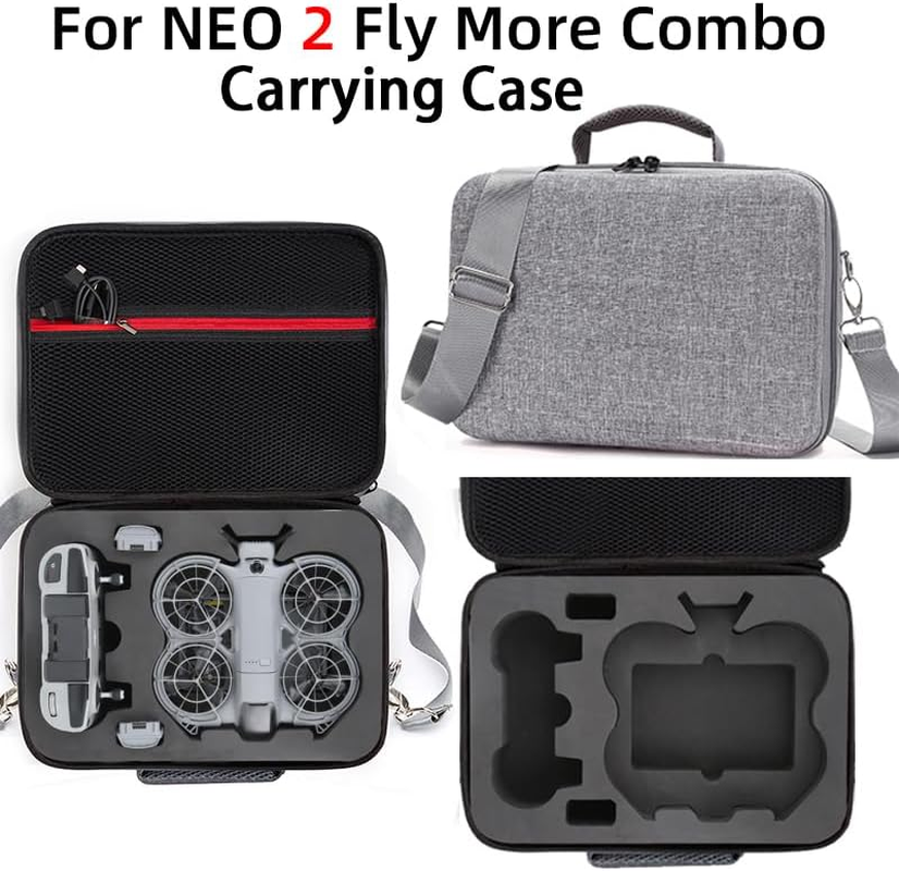 Zlit Carrying Case for DJI NEO 2 Drone Fly More Combo Travel Portable Shoulder Bag Storage Case (Grey) image number 1