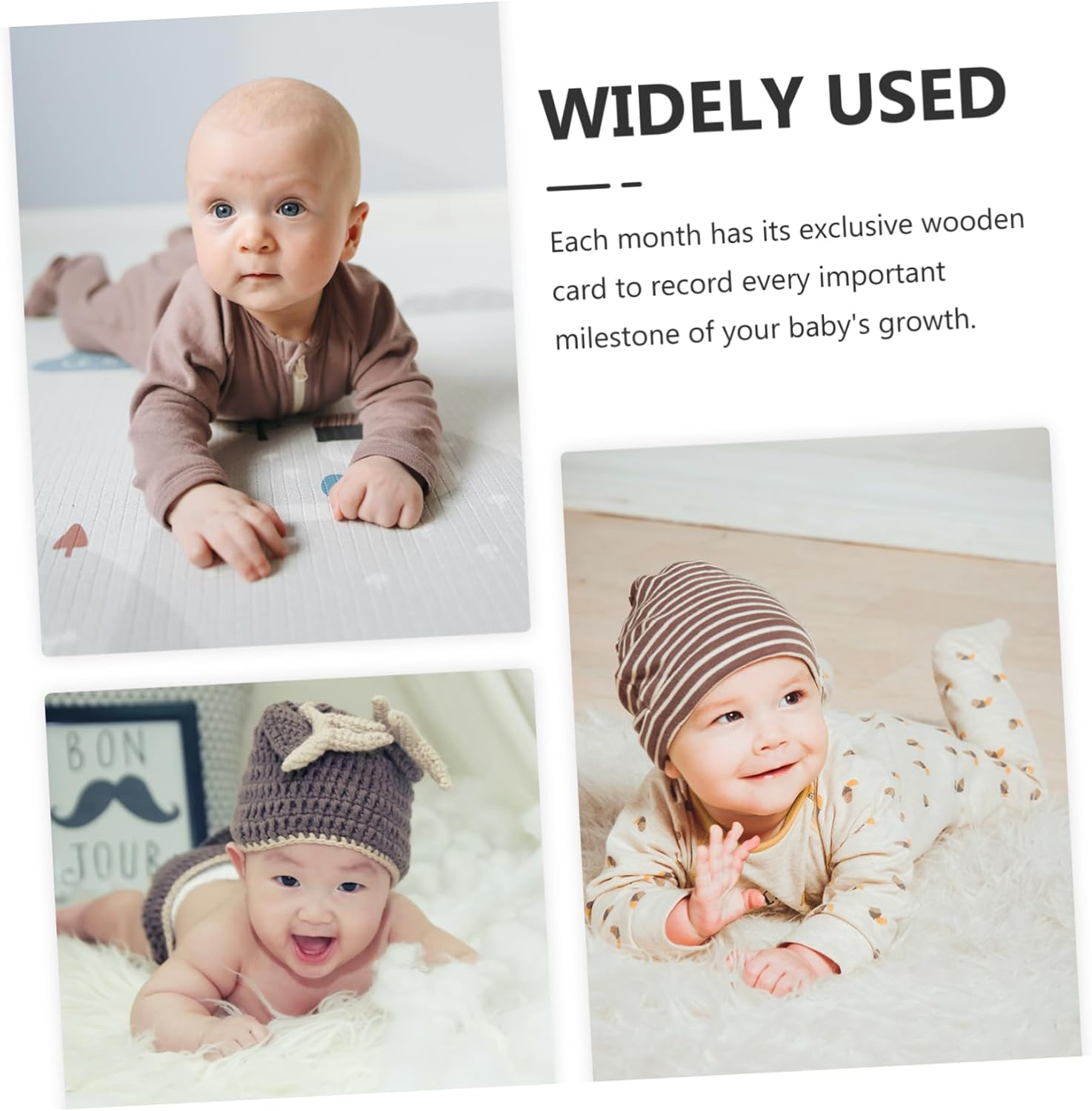 Anneome 12Pcs Milestone Wooden Discs Monthly Growth Cards for Newborns Double Sided Decorative Markers Safe Natural for Photo Props And