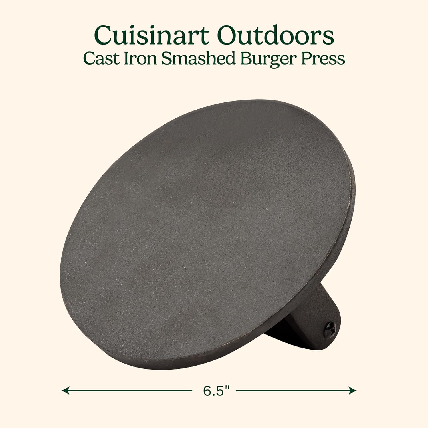Cuisinart 6.5" Cast Iron Smashed Burger Press, Juicy & Crispy Burgers for Bbqs, Cookouts