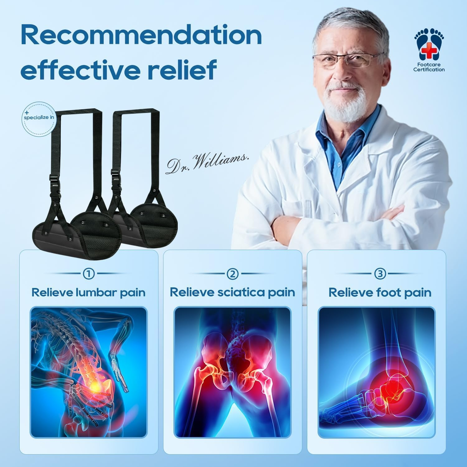 2-Pack Airplane Foot Hammock, Portable Leg Rest with Removable Cushion for Women and Men, Ergonomic Support for Travel, Car & Home image number 3