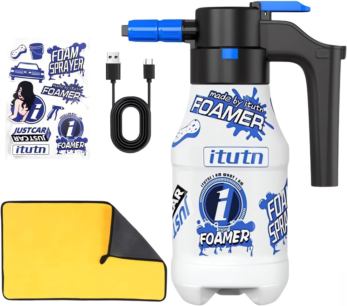 1.5L Electric Foam Sprayer Car Wash Large Capacity 2600Mah USB Rechargeable Foam Pump Sprayer for Home Garden Car Washing Gardening Pet Grooming