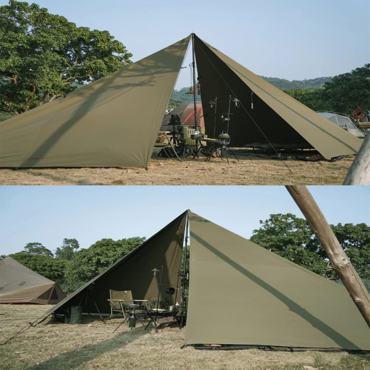 Large Waterproof Camping Tarp Tent Shelter Lightweight Backpacking Hiking Hammock Rain Fly Sun Shade (Olive Green||3X4M Tarp with 19 Loops) - Olive Green||3X4M Tarp With 19 Loops image number 6