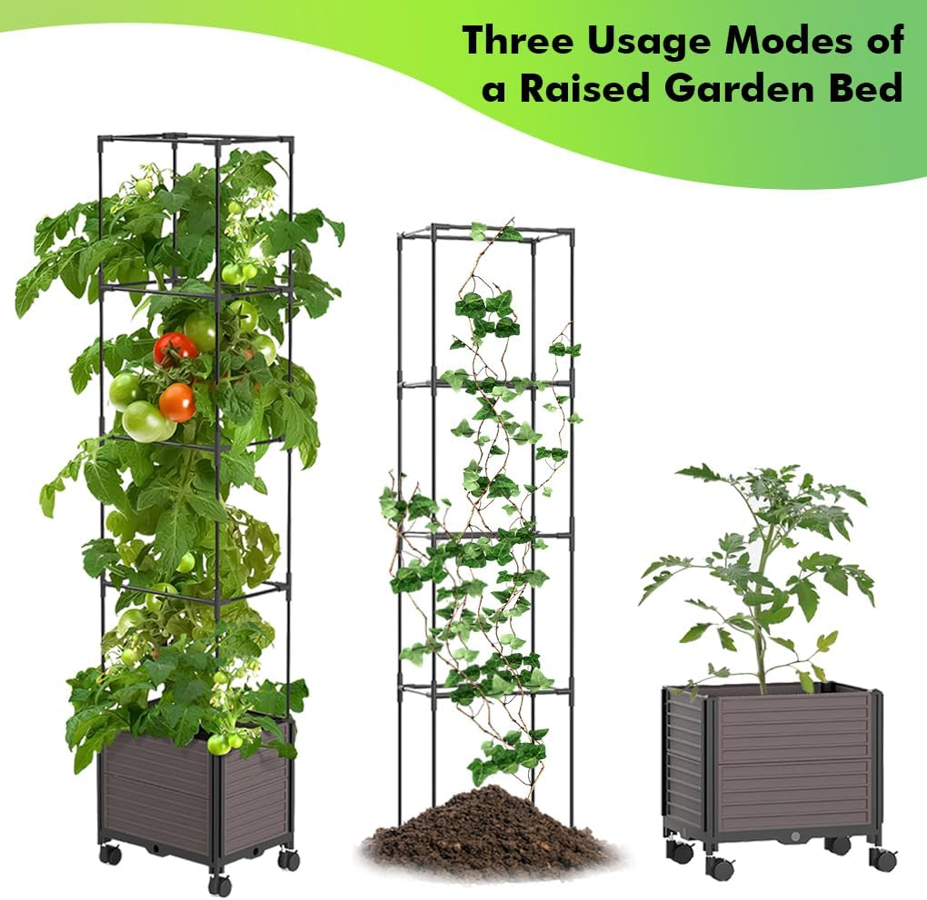 1 Pack Raised Garden Bed Planter Boxes with Trellis for Climbing Vegetables Plants 40X30X160Cm Sturdy Versatile Easy to Assemble Perfect for Patio Balcony or Garden image number 3