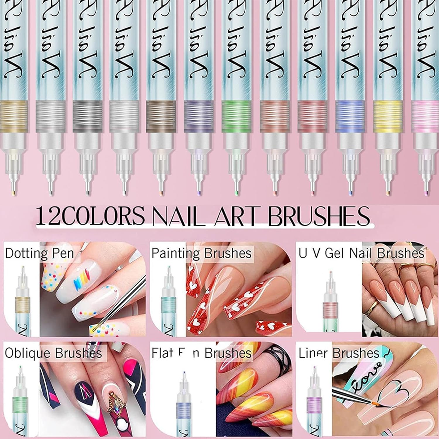 Nail Polish Sets for Women | 12-Color Waterproof Acrylic Nail Graffiti Pen Set | 0.5Mm Toes Top Drawing Markers Graffiti Set for Thin Detail image number 4
