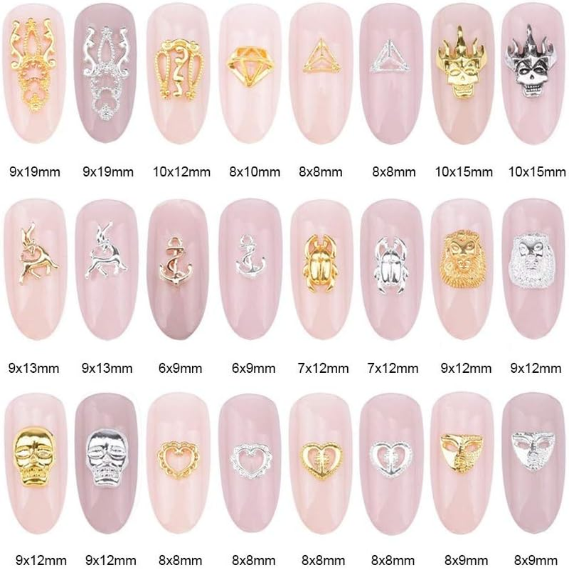 HANGQINGHENG Metal Nail Studs Scarab Nail Art Decorations Accessories Polish Nails Charms (Color : YH14) image number 1