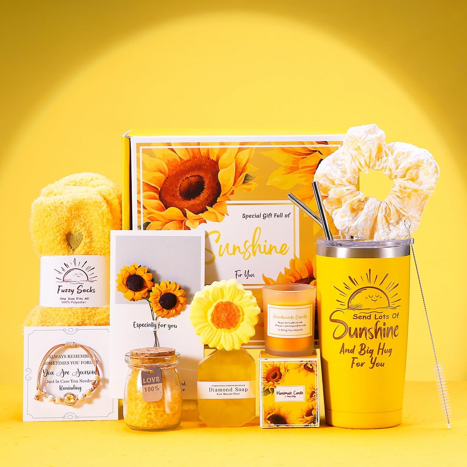 Happy Birthday Gift Women, Sunflower Gifts, Thankyou Gift, Coworker Get Well Soon Gift, Coffee Cup Set, Relaxation Pamper Spa Gift Box for Wife, Sister, Best Friends image number 3