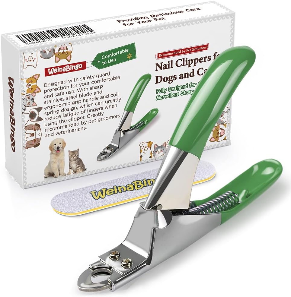 Weinabingo Dog Cat Pets Nail Clippers, Professional Pets Claw Trimmer with Free Nail File, Sharp Stainless Steel Blade, Sturdy Non Slip Handles - for Safe, Professional at Home Grooming