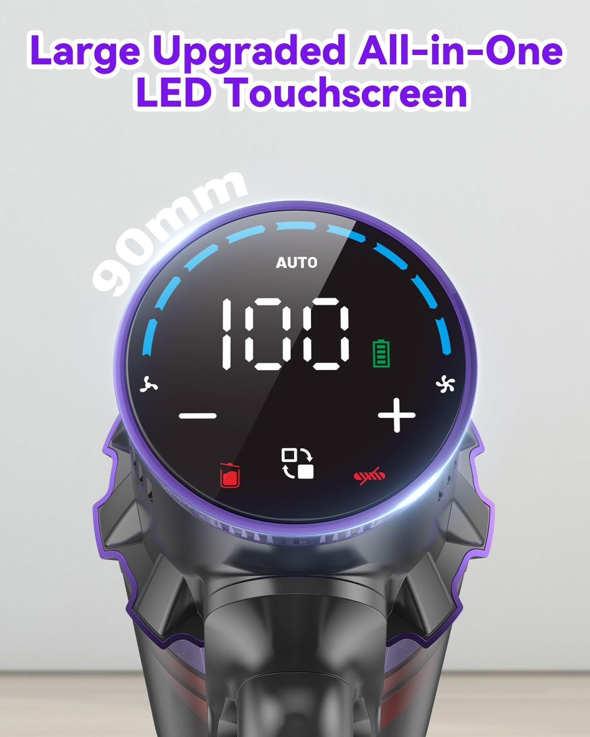 Coovy SU7 Cordless Vacuum Cleaner, 580W/55Kpa/75Mins Vacuum Cleaners for Home, Stick Vacuum with LED Touch Screen, Wall Mount Charging, Anti-Tangle Brush for Hardwood Floor, Carpet, Pet Hair image number 1