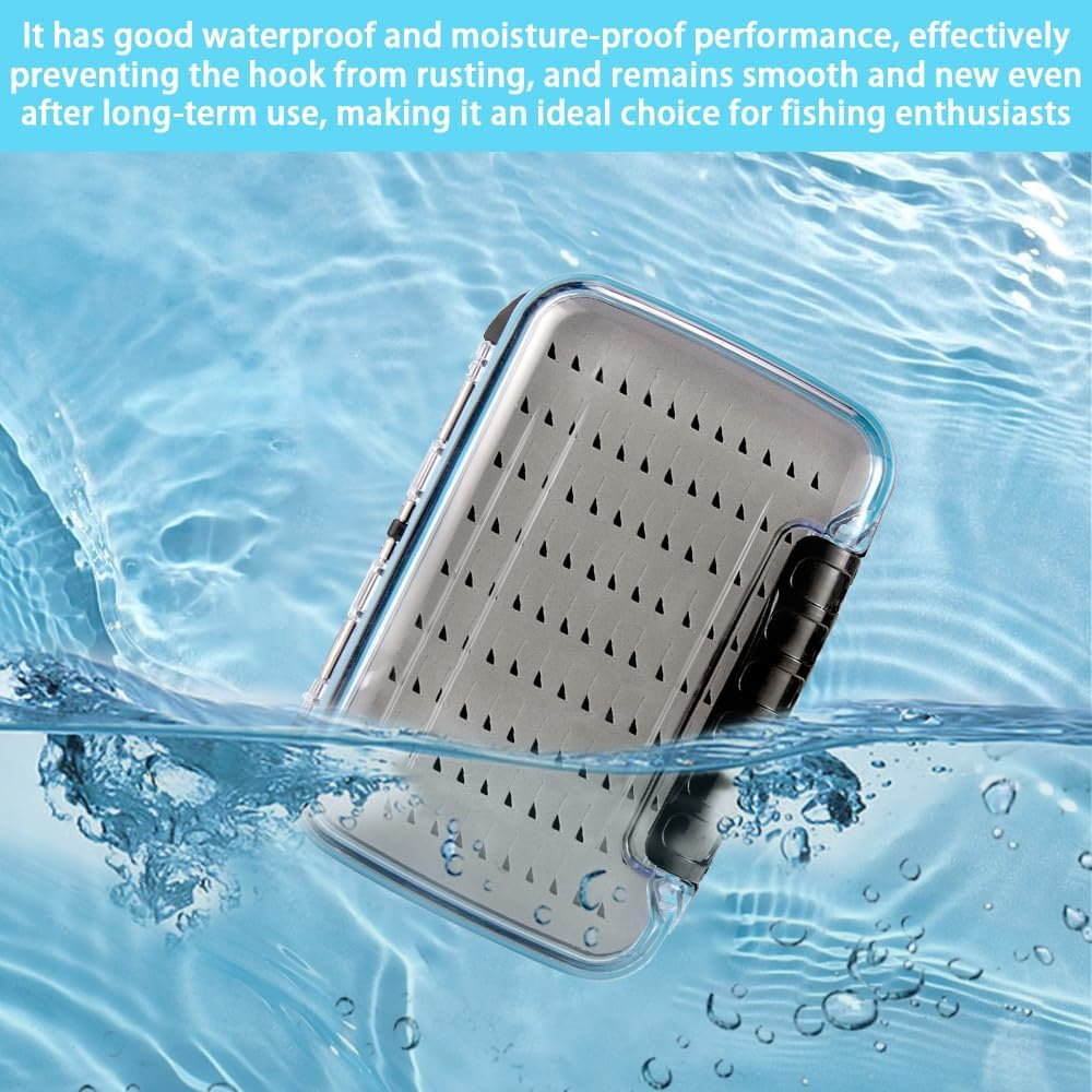 Fly Fishing Box, Two-Sided Waterproof Jig Boxes, Lightweight Fly Box with Transparent Lid, Easy Grip Fly Fishing Lures Box (Medium) image number 3