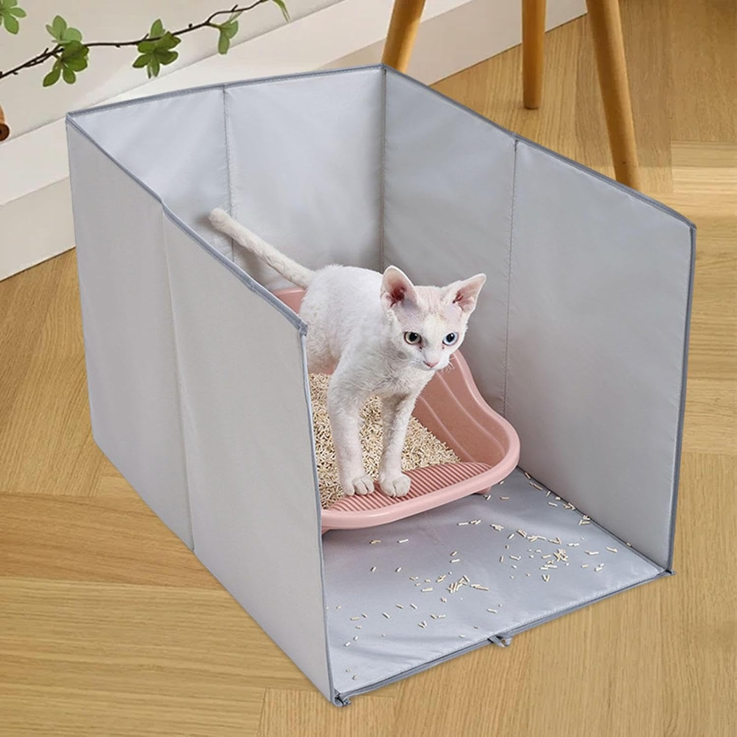 JISADER Cat Litter Box Enclosure Travel Easy to Clean High Sided Litter
