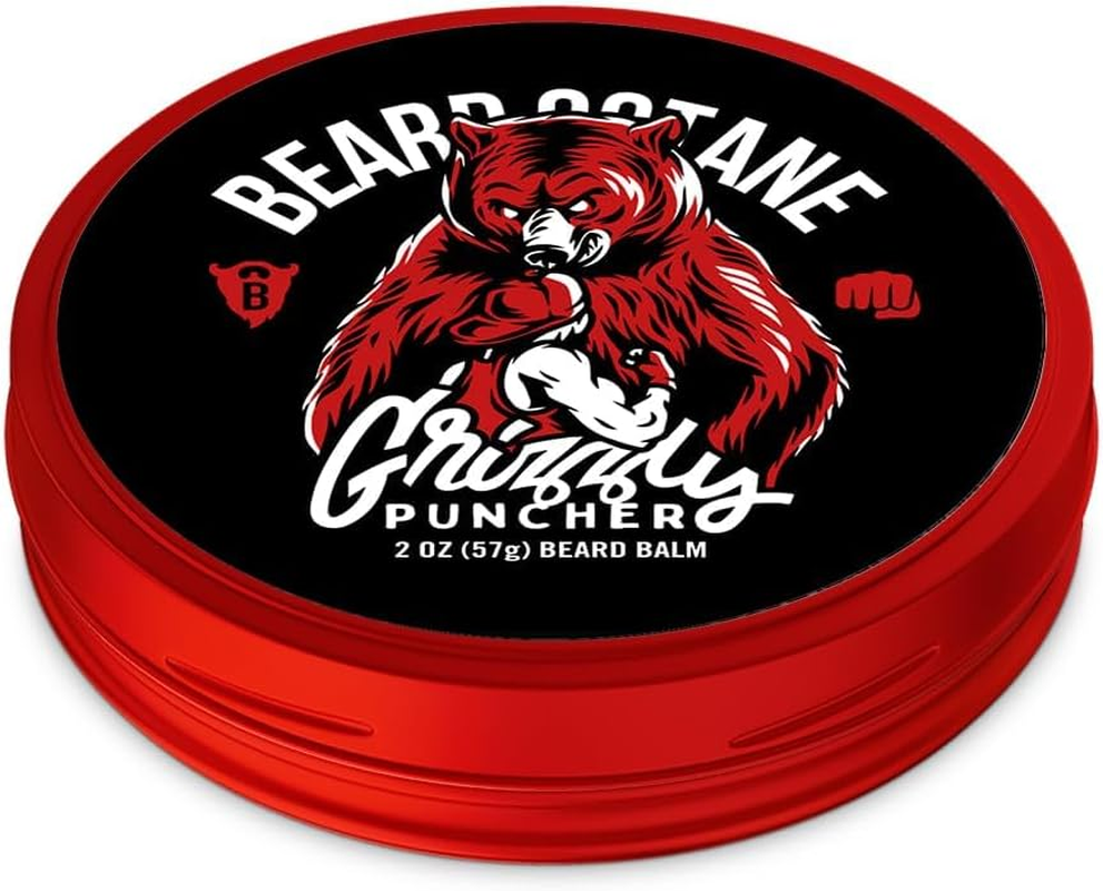 Beard Octane: Grizzly Puncher - Natural Beard Balm W/Shea Butter - 2 Oz - Conditions and Styles - Made in USA - Teakwood & Musk Cologne Scent