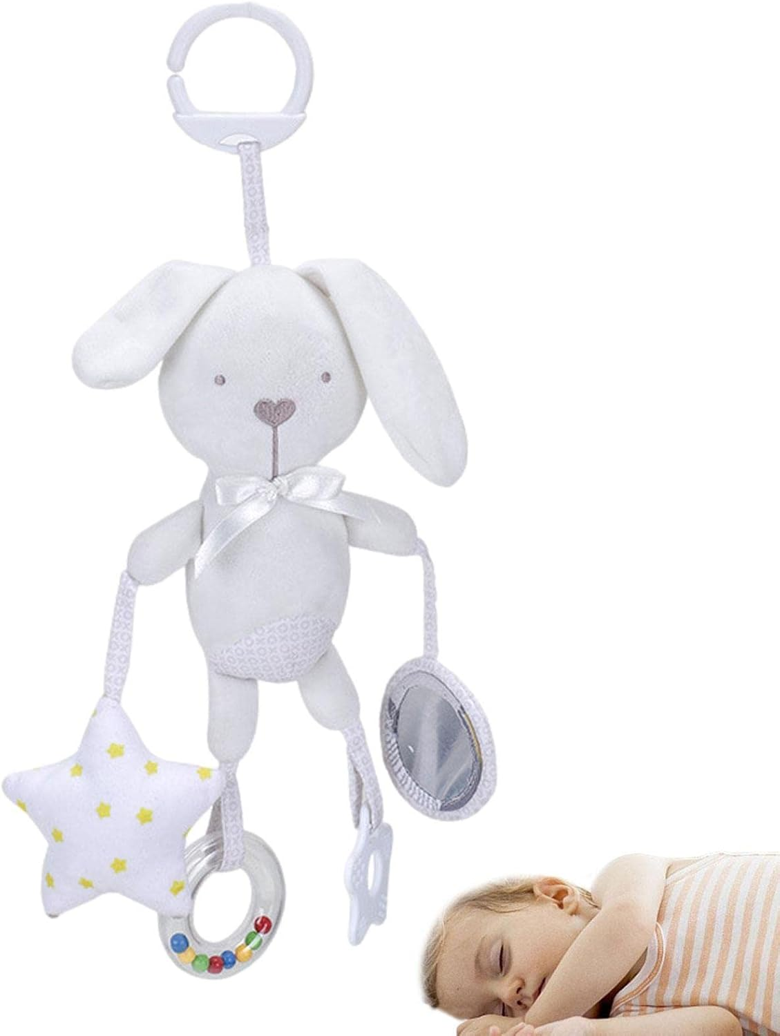 Baby Hanging Toys | Newborn Stroller Car Crib Toys,Animal Shape Soft Squeaky Sensory Learning Toy for Boys Girls 3 6 9 12 Months Borato