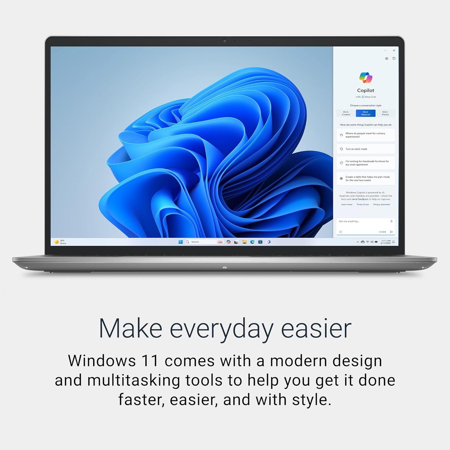 Dell 15 Laptop Dc15250-15.6-Inch FHD+ 120Hz Display, 13Th Gen Intel Core I5-1334U, 16GB RAM, 512GB SSD, Intel UHD Graphics, Windows 11 Home, 1 Year Basic Onsite Service - Platinum Silver image number 2