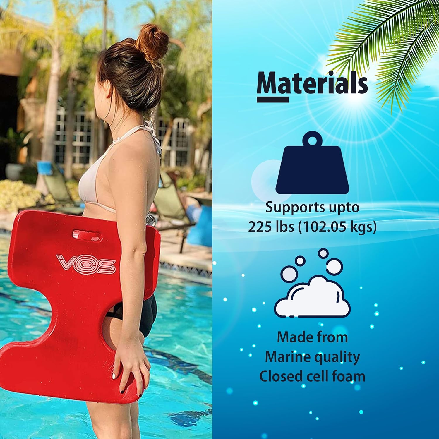 VOS Oasis Premium Water Solid Saddle Floats for Adults and Kids - 2 Pack |Ultra Buoyant, Comfortable Floating Seats for Pool, Beaches, Lakes, Water Parks image number 1